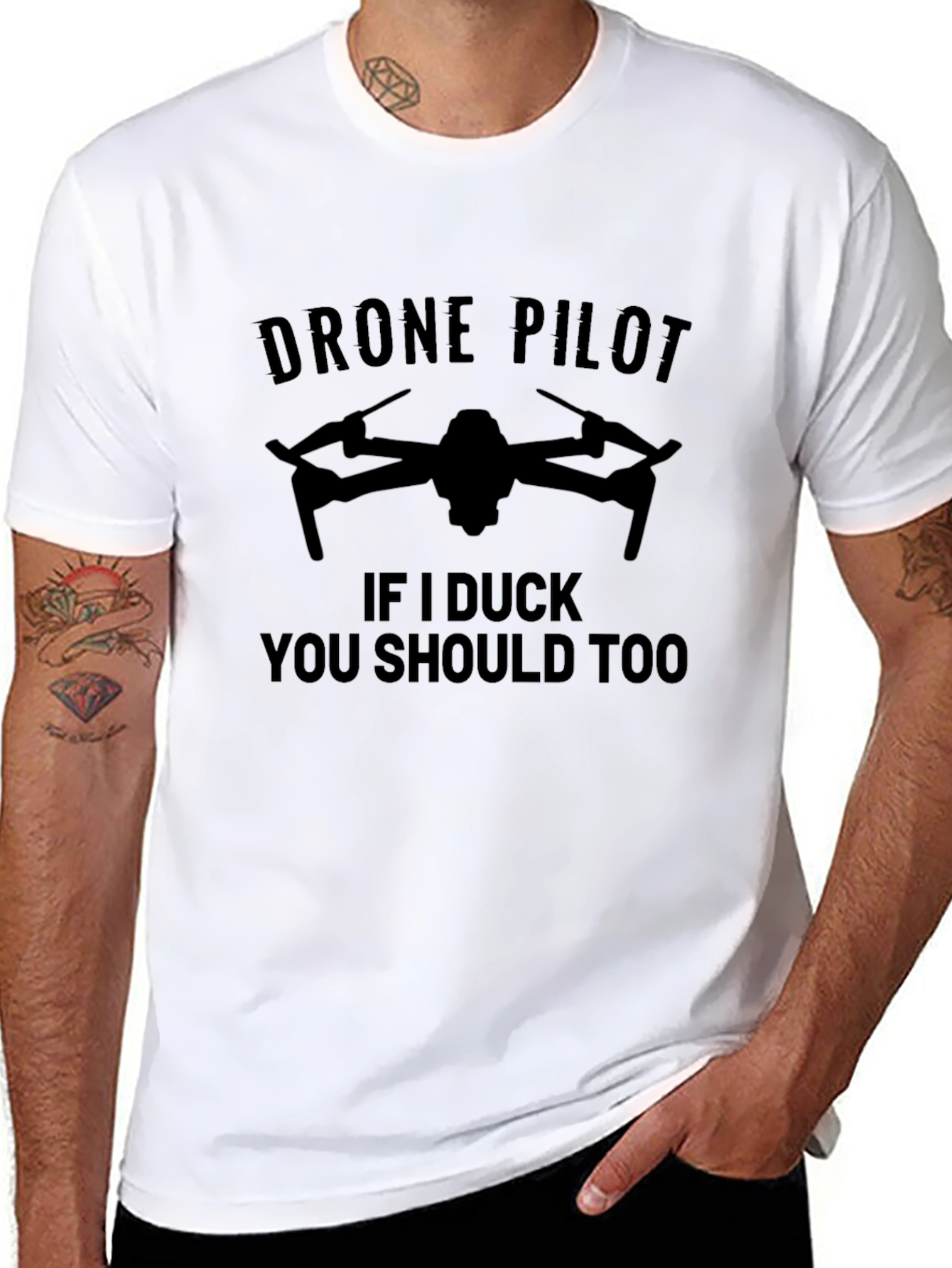 Black Drone Pilot Novelty Graphic T-Shirt view 8