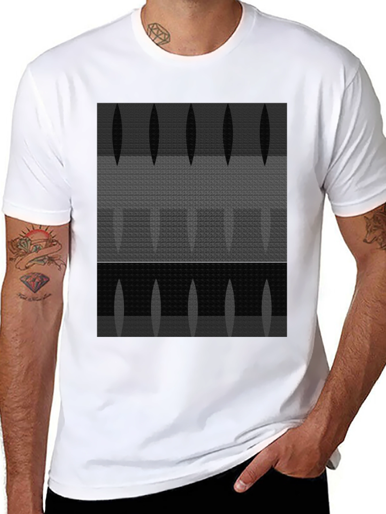 Black Abstract Pattern Graphic T-Shirt - Modern Art Tee view 8