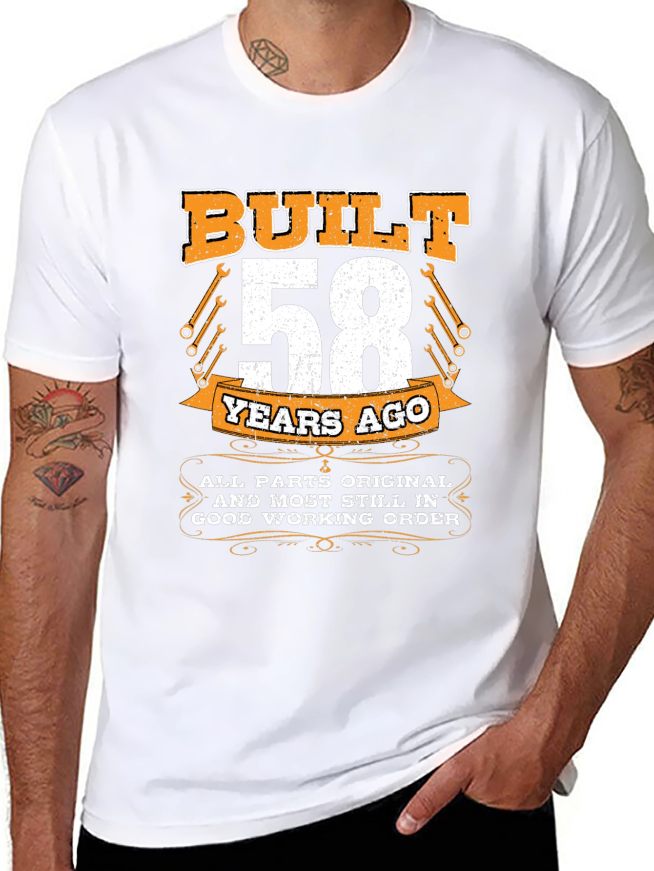 Black Built 58 Years Ago T-Shirt - All Original Parts view 8