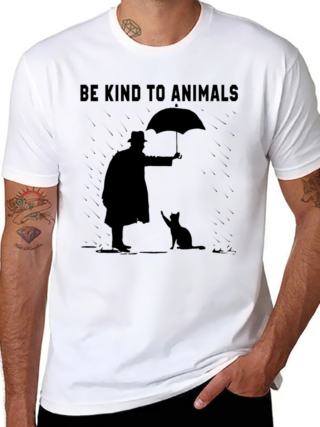 Black Be Kind to Animals Graphic Tee view 8