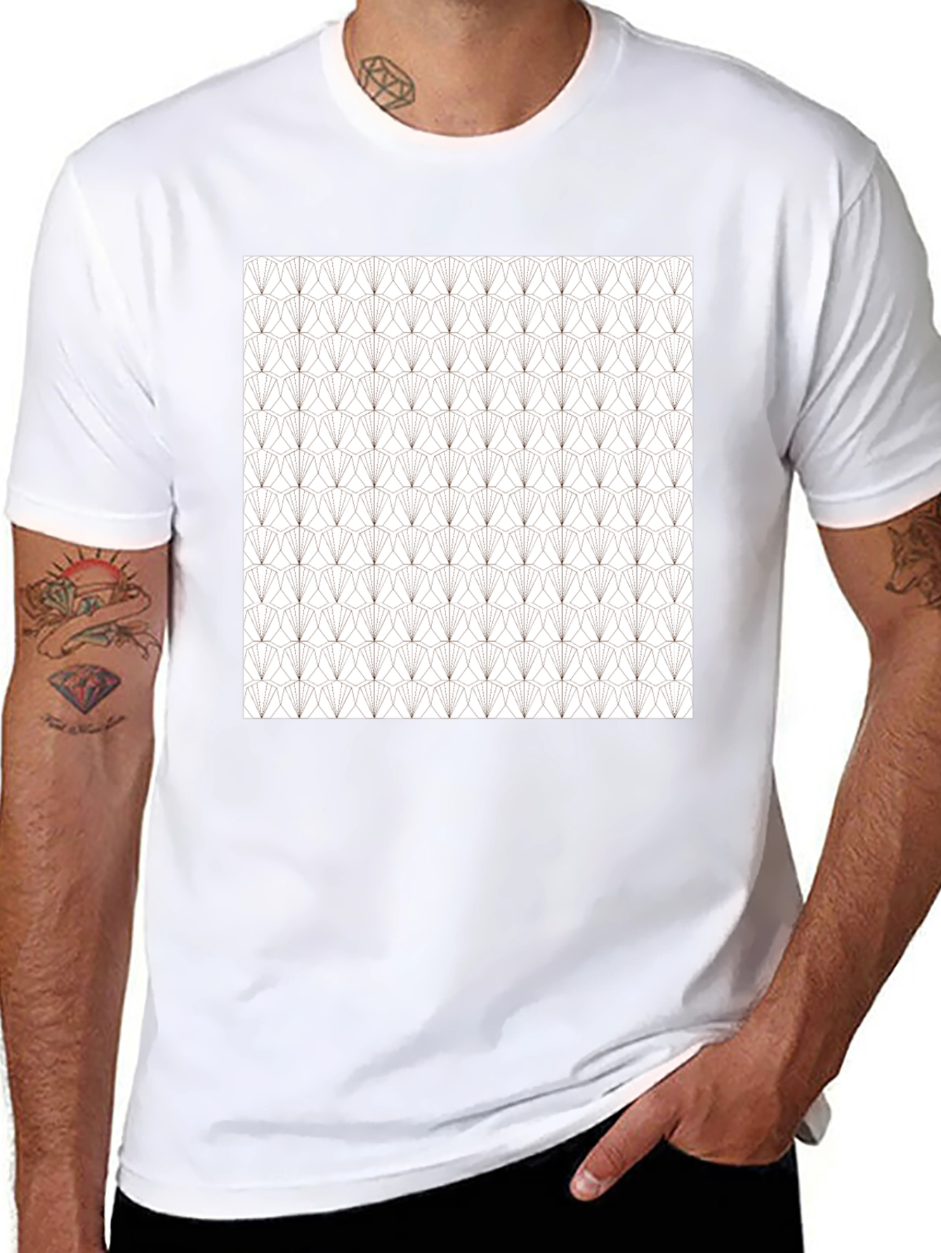 Black Geometric Pattern Tee - Modern Art Deco Style Shirt view 8