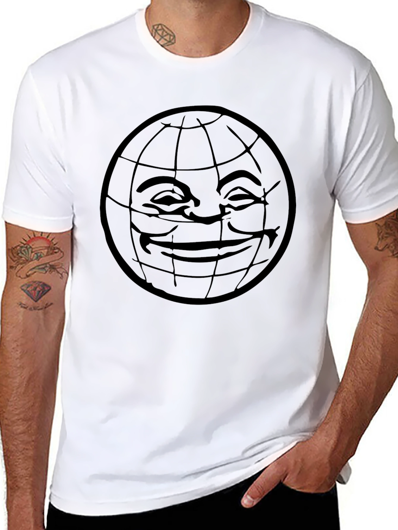 Black Smiley Globe Graphic Tee - Black Comfort Fit view 8