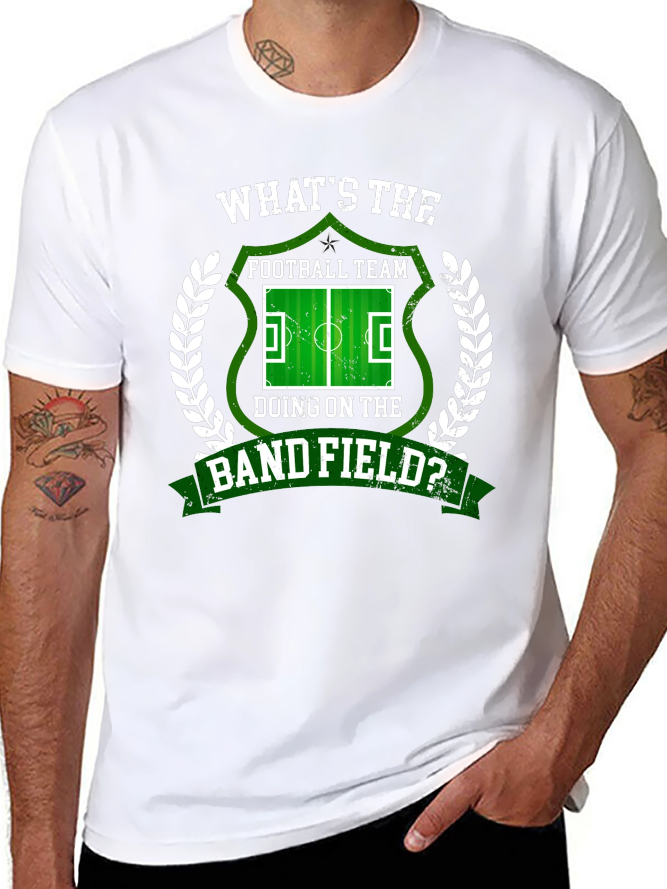 Black Funny Football Band Field Graphic T-Shirt view 8