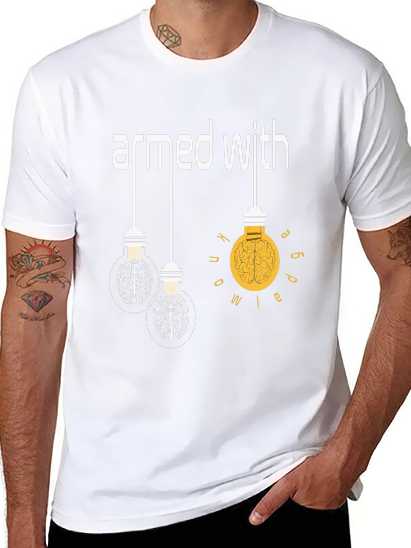 Black Armed With Ideas Graphic T-Shirt - Brain Power view 8