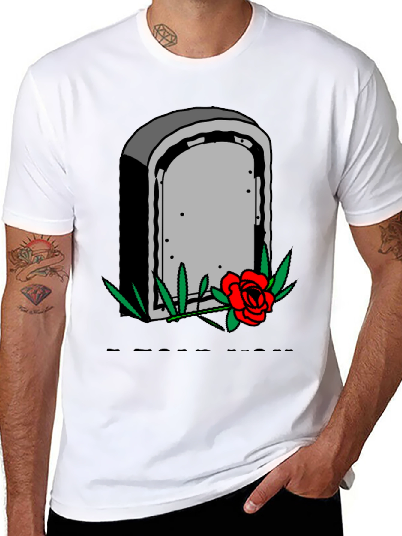 Black Grave & Rose Graphic T-Shirt - Edgy Casual Wear view 8