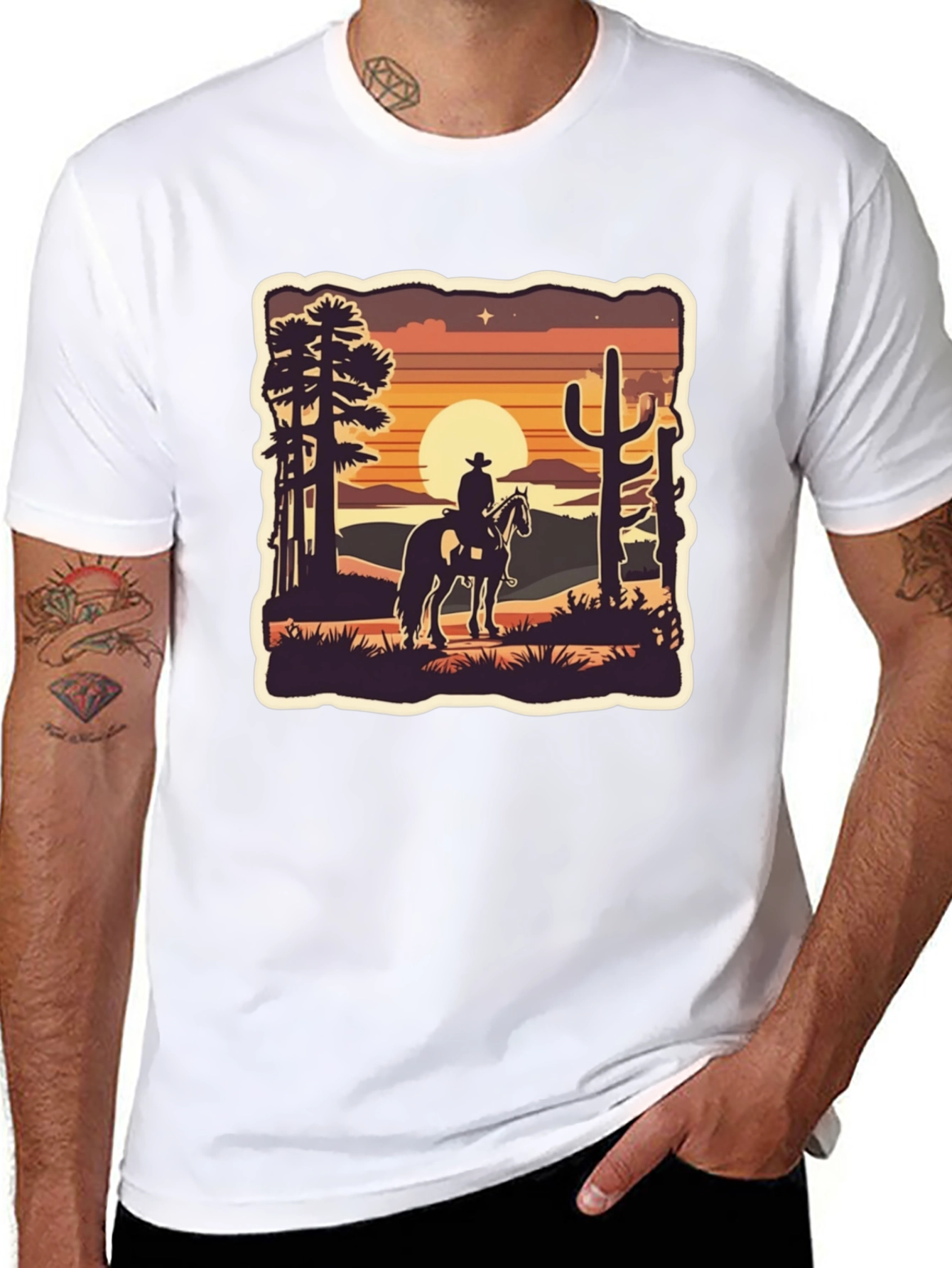 Black Western Cowboy Desert T-Shirt view 8