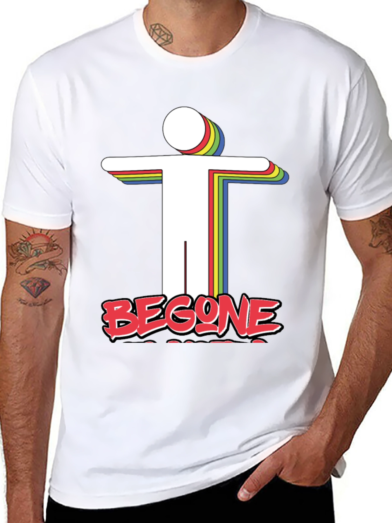 Black Retro 'Begone' Graphic Tee - Unique Design view 8