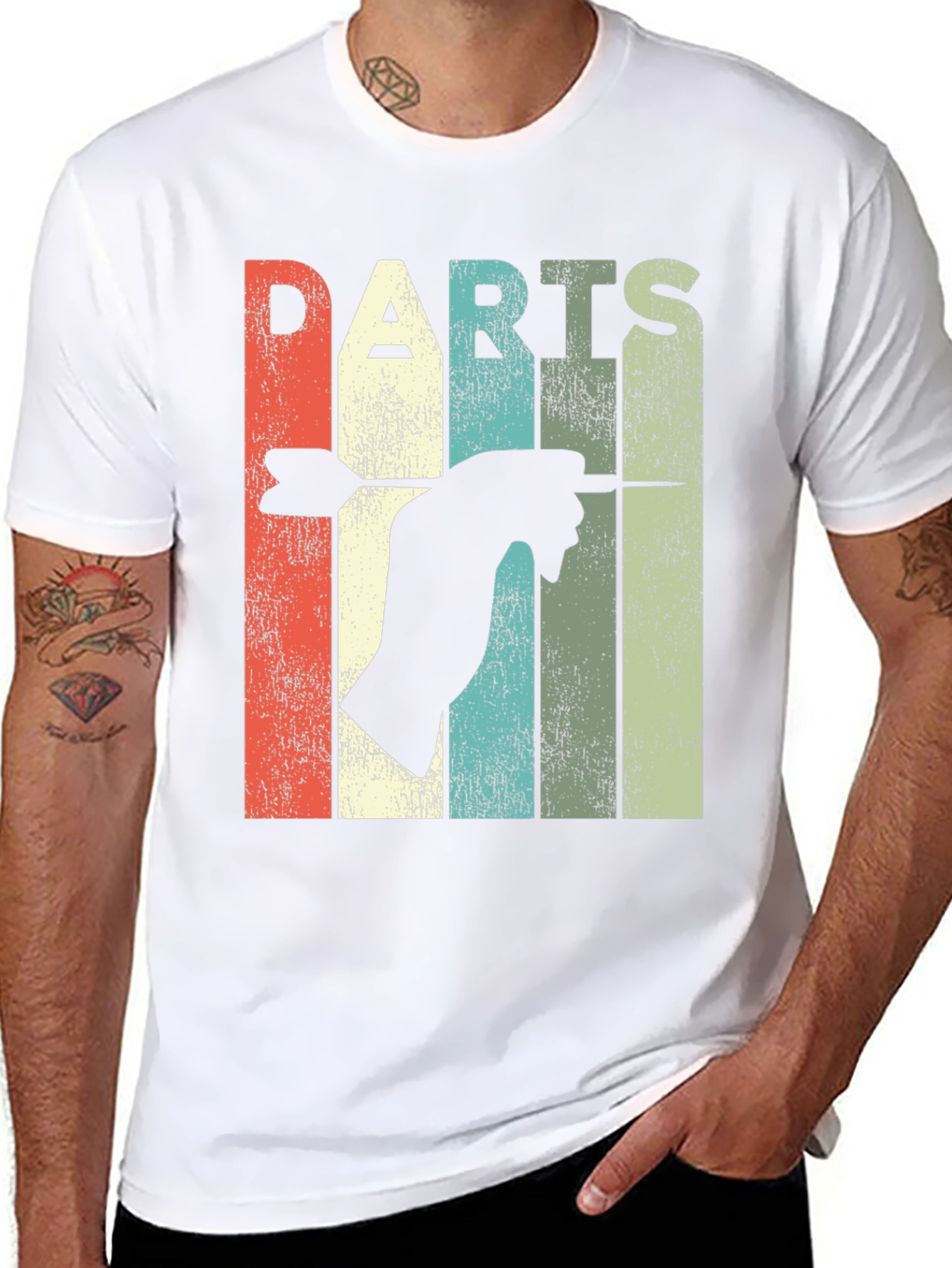 Black Vintage Darts T-Shirt - Retro Dart Throwing Design view 8