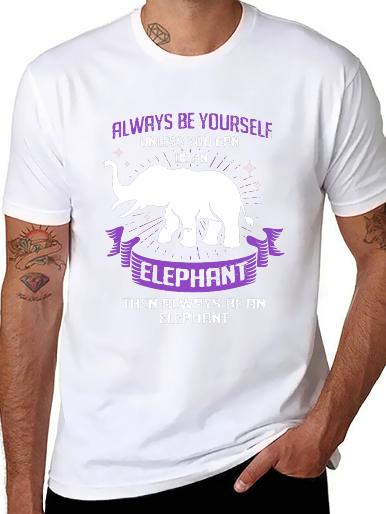 Black Always Be Yourself Elephant T-Shirt view 8