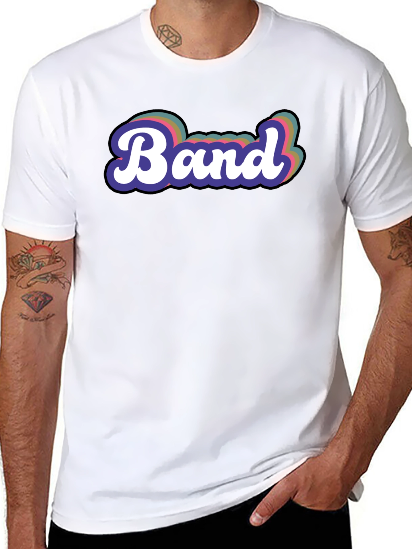 Black Retro "Band" Graphic Tee - Classic Style view 8