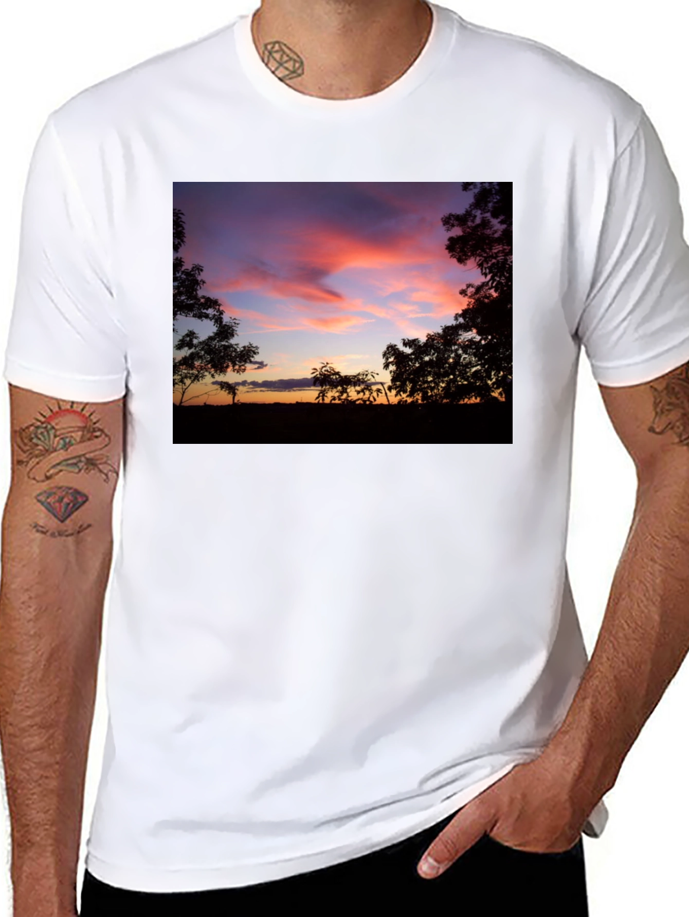 Black Sunset Silhouette Graphic Tee - Soft Cotton Blend view 8