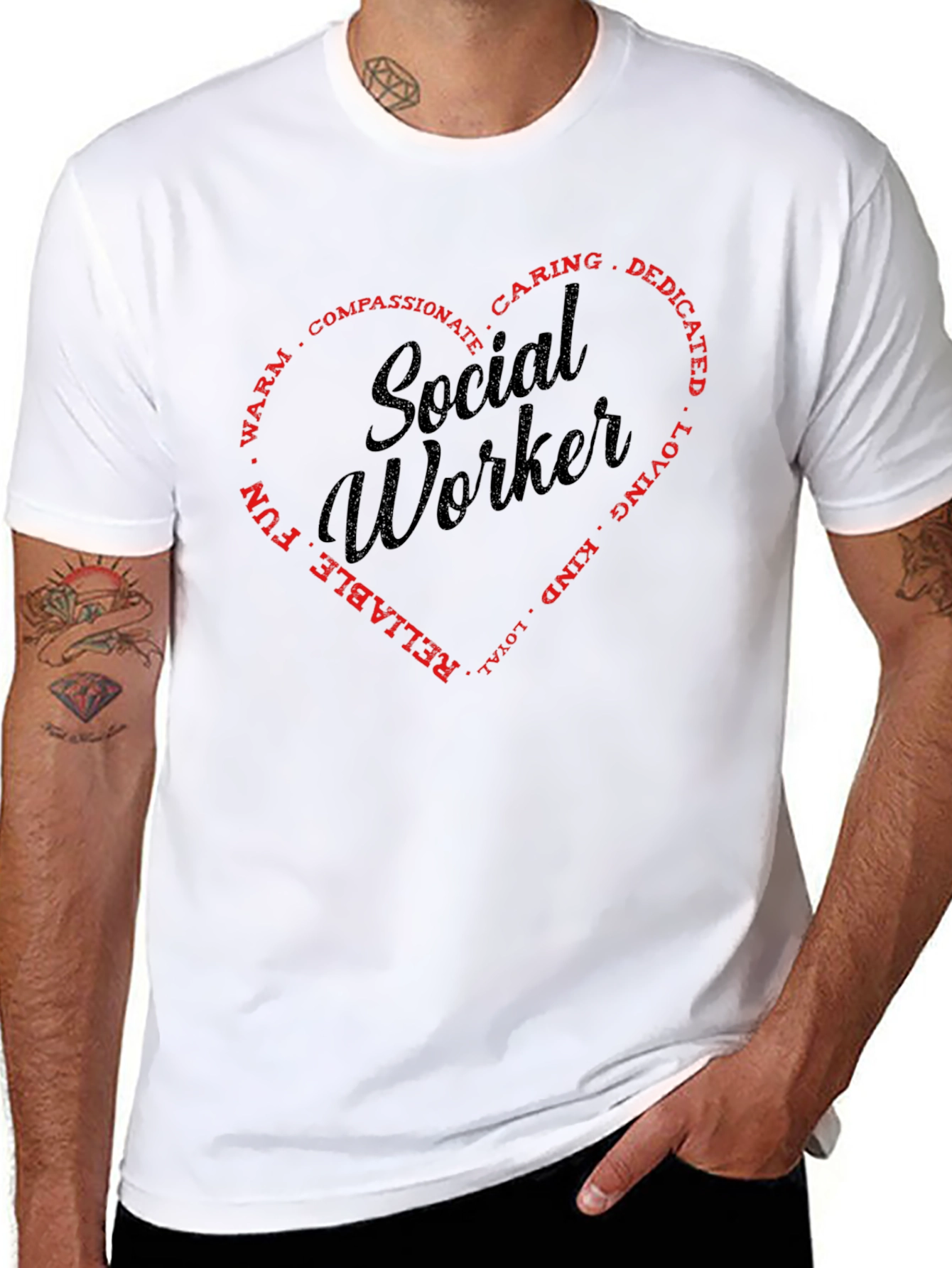 Black Social Worker Heart Graphic T-Shirt - Black view 8