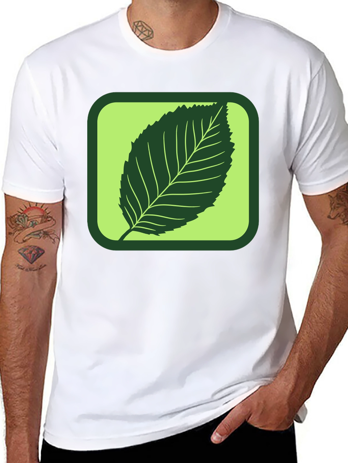 Black Leaf Graphic Tee - Nature Inspired Style view 8