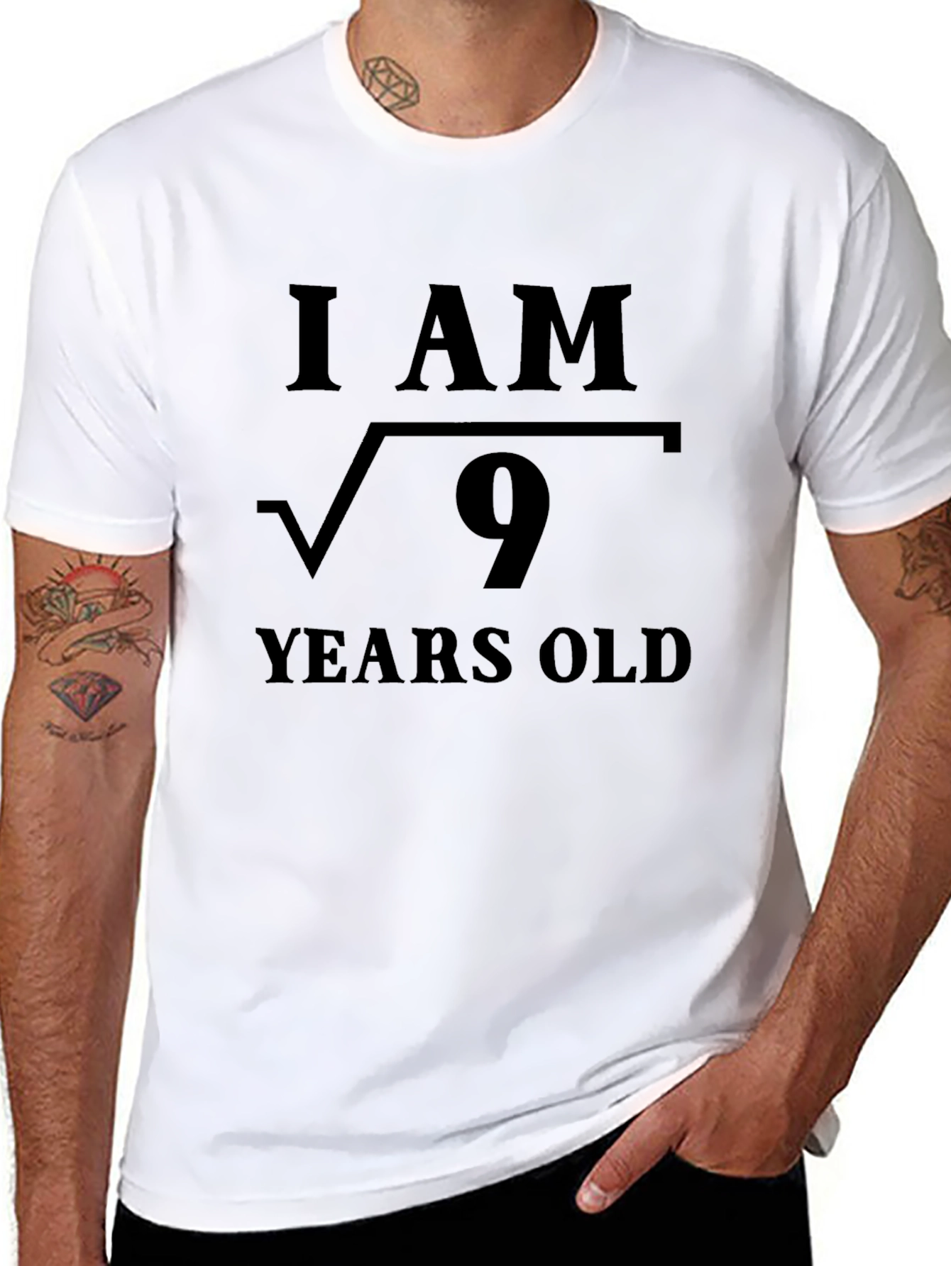 Black I am Square Root of 9 Years Old T-Shirt view 8