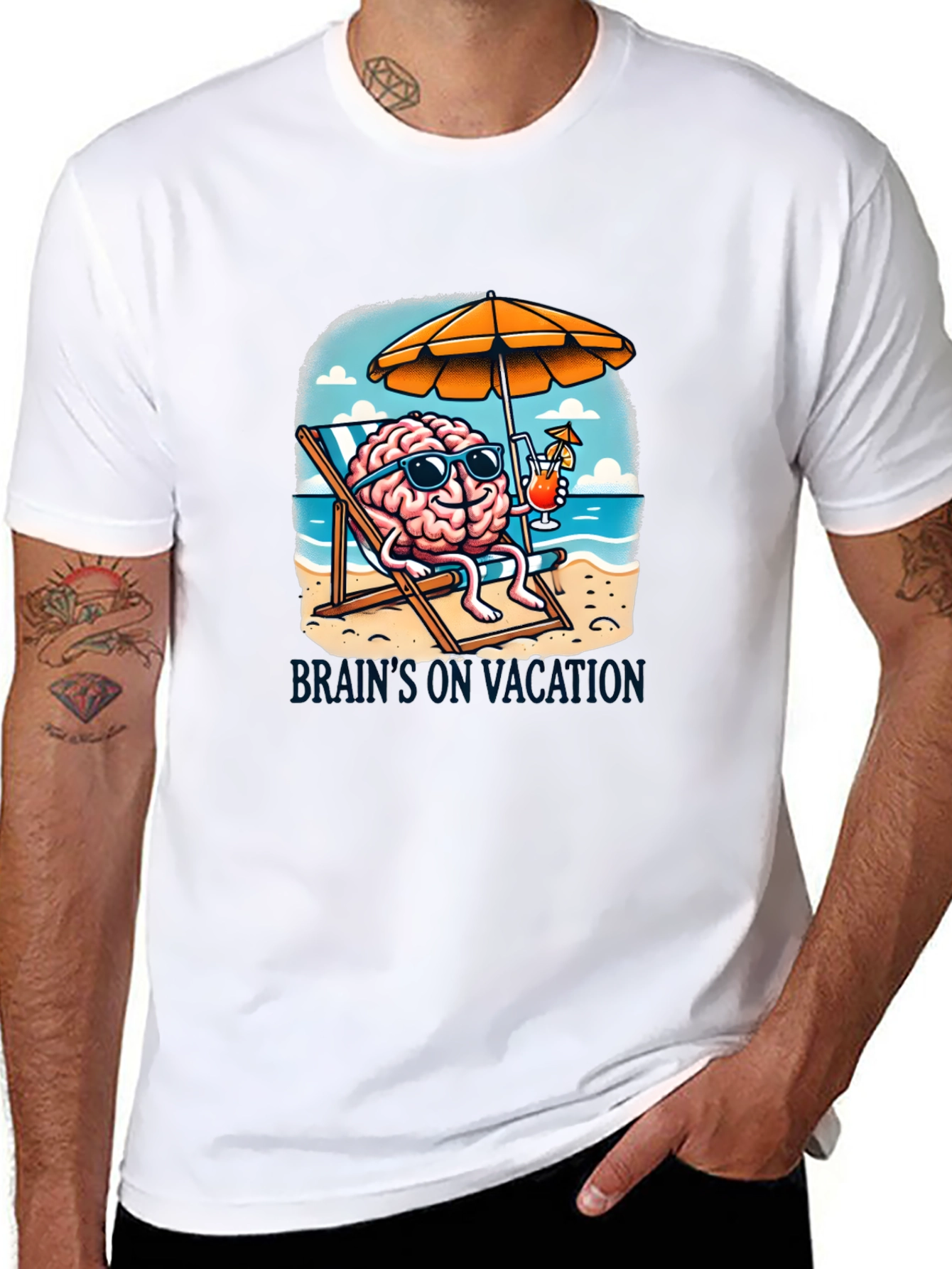 Black Brain on Vacation T-Shirt view 8