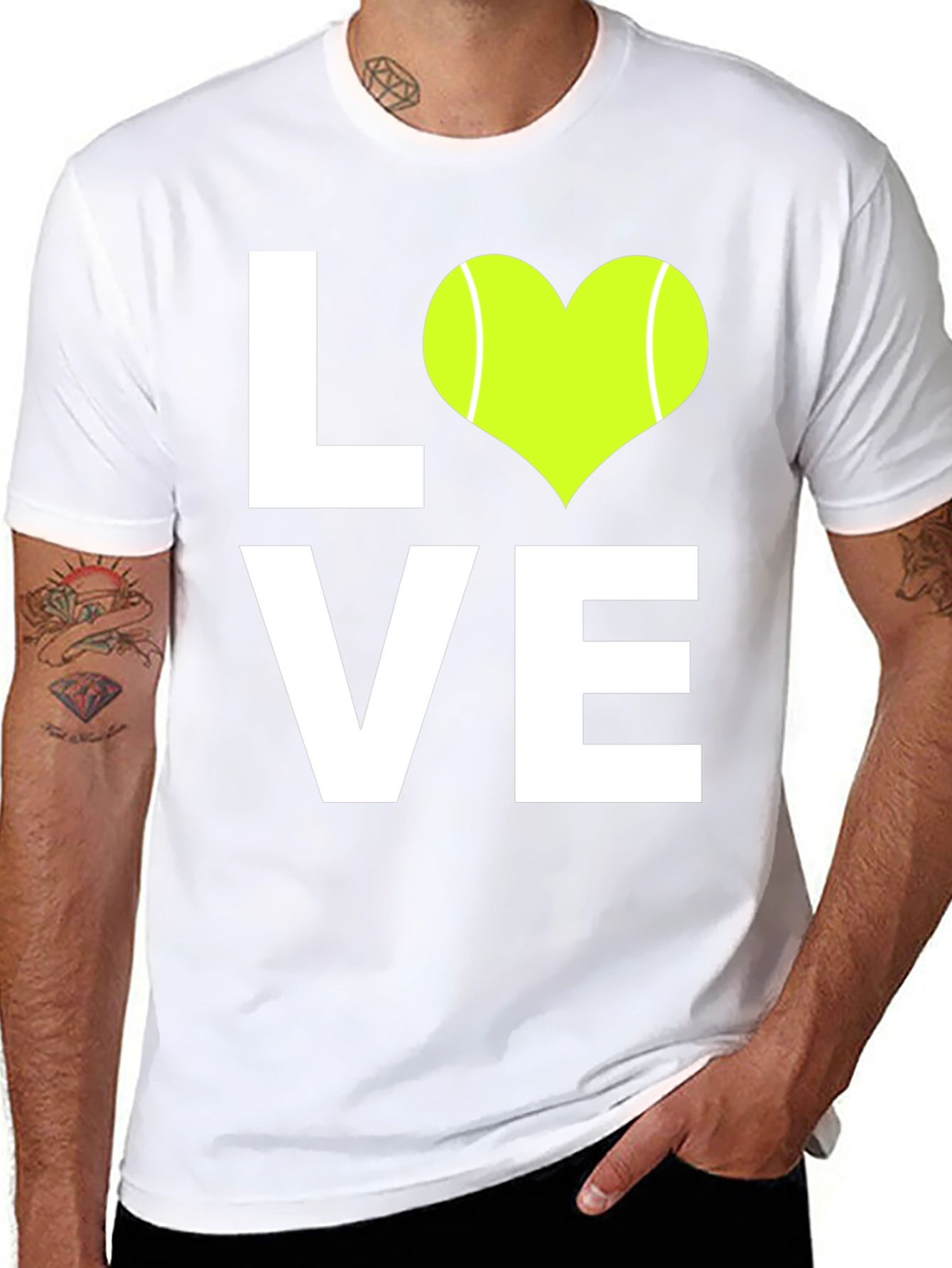 Black Tennis Love T-Shirt - Heart Shaped Ball view 8