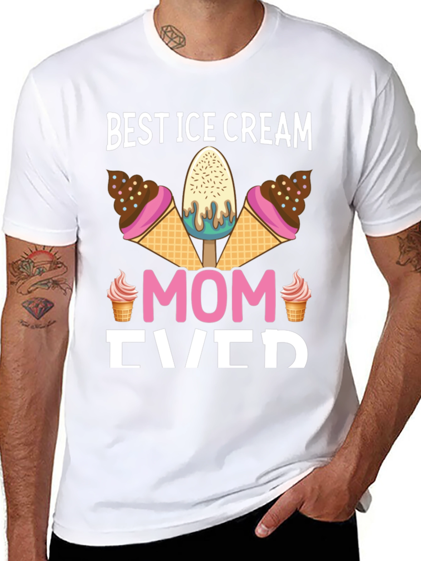 Black Best Ice Cream Mom Ever Graphic T-Shirt view 8