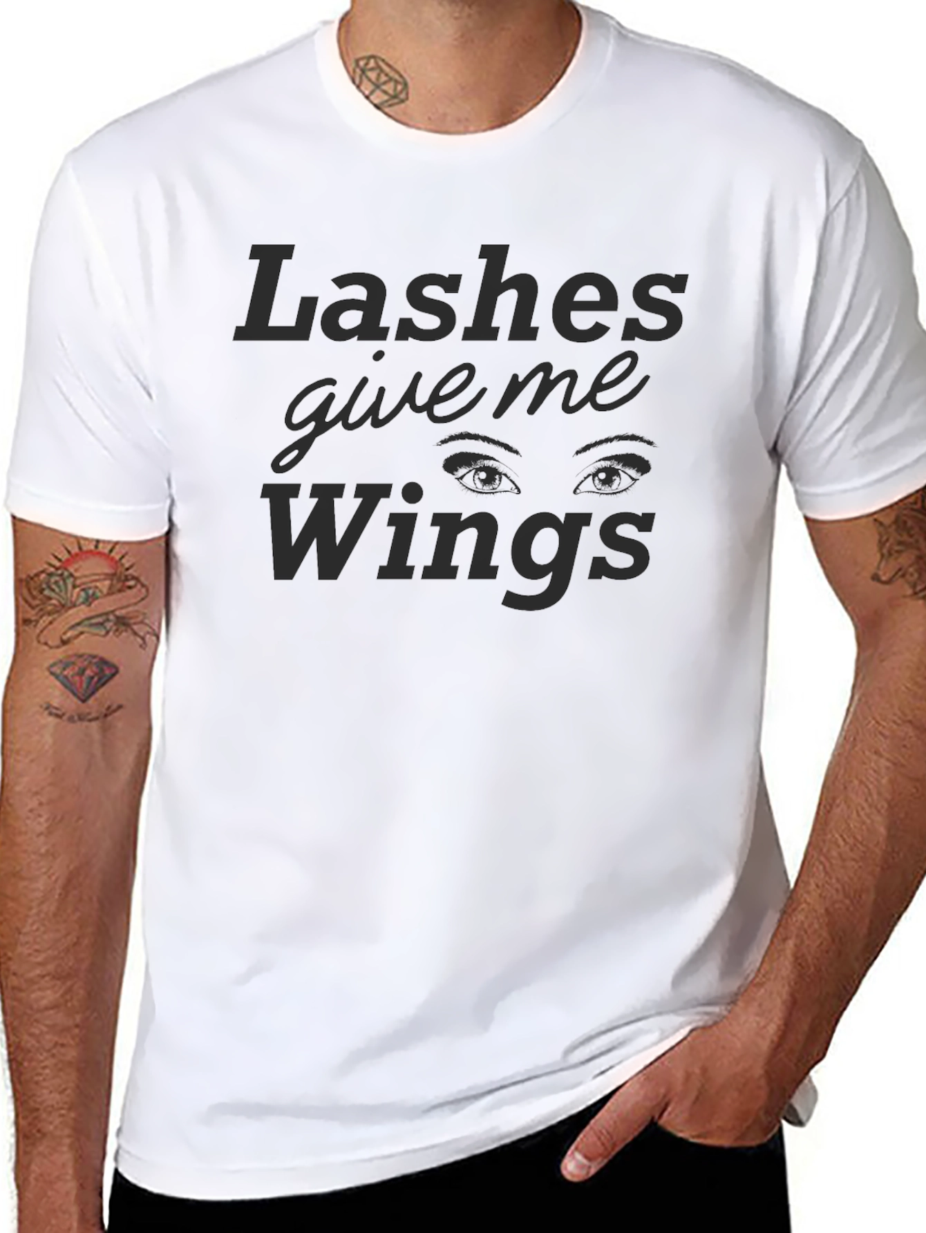 Black Lashes Give Me Wings Graphic Tee view 8