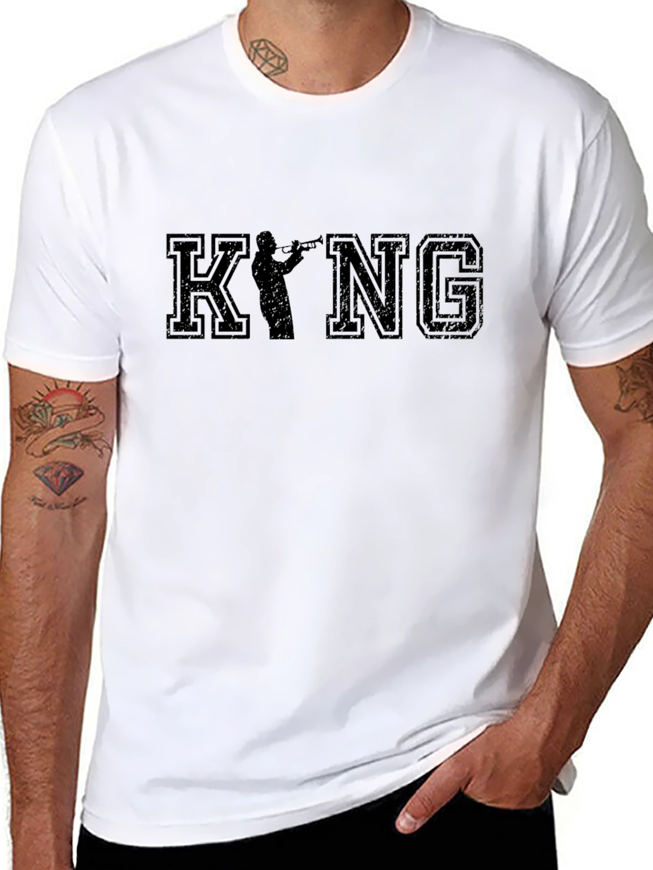 King Trumpet Player Black T-Shirt - 8