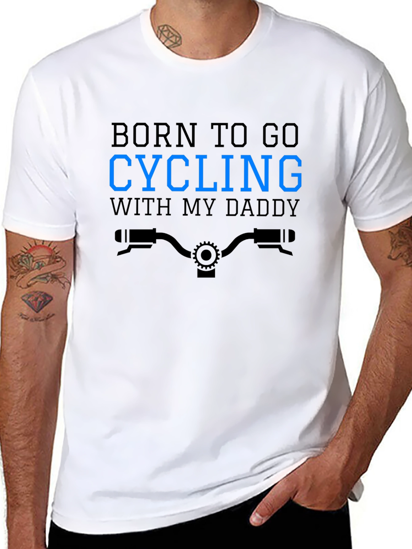 Black Born To Go Cycling With My Daddy T-Shirt view 8