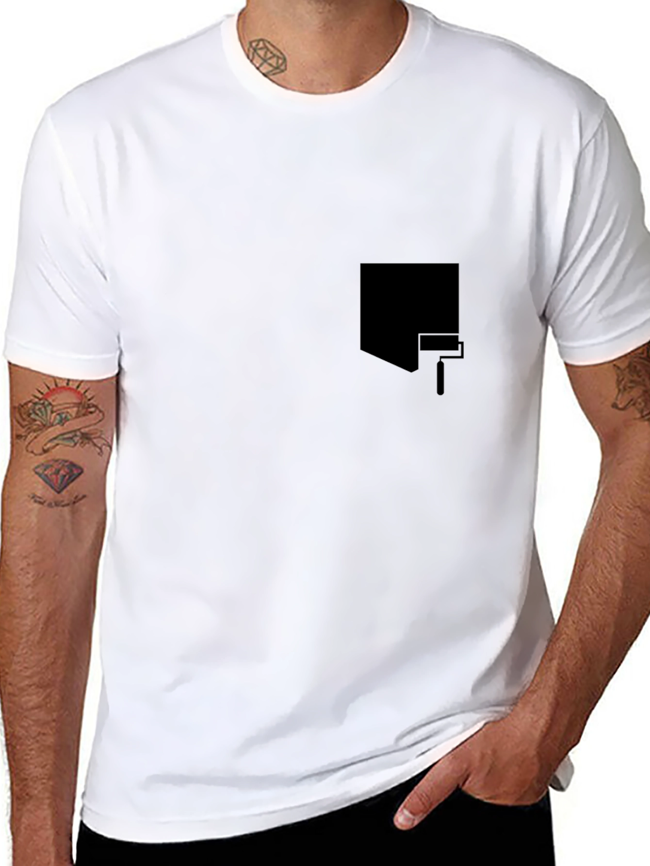Black Men's Black Graphic Tee - Painter Pocket Design view 8