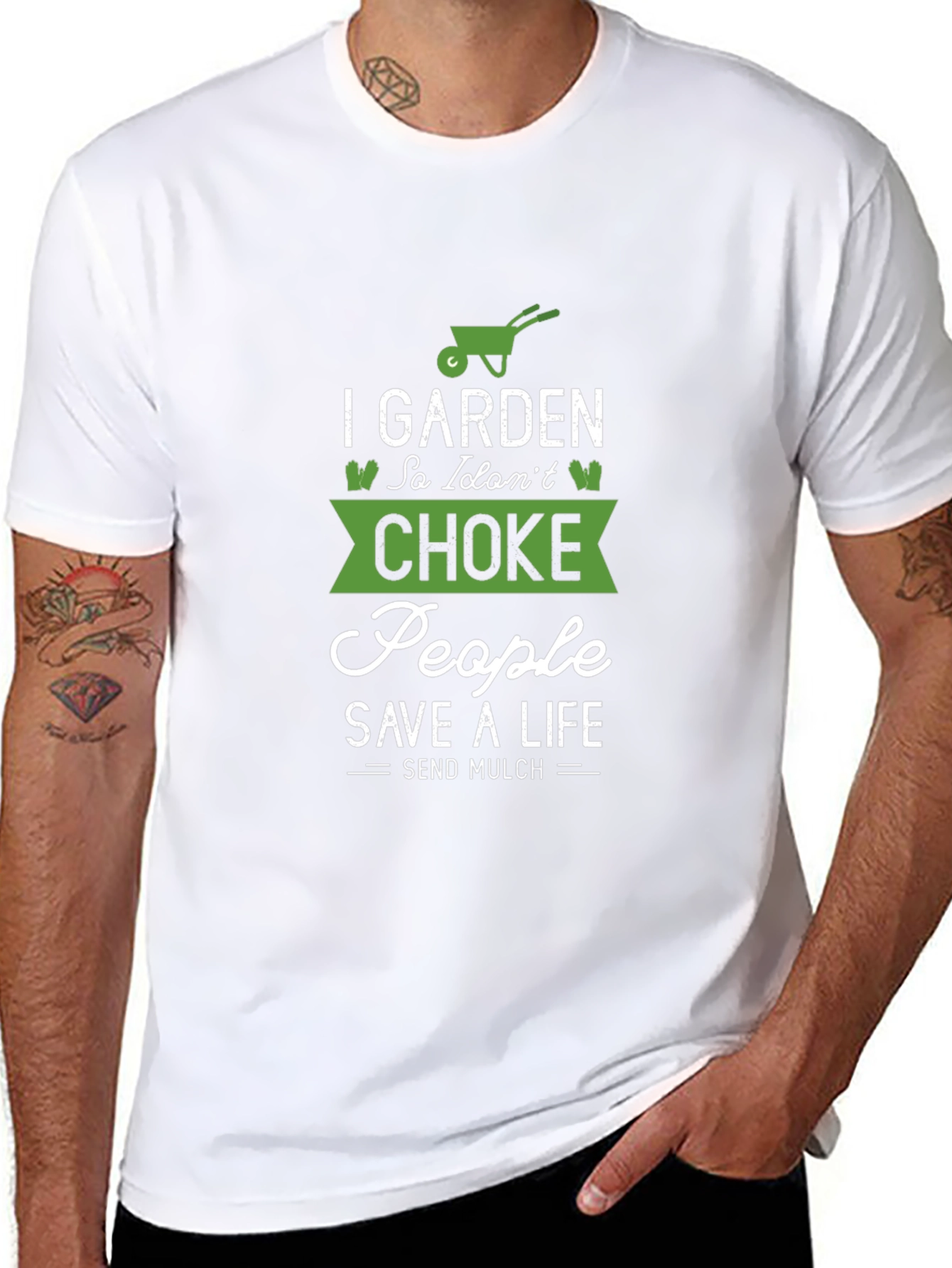 Black Gardening T-Shirt: I Garden So I Don't Choke People view 8