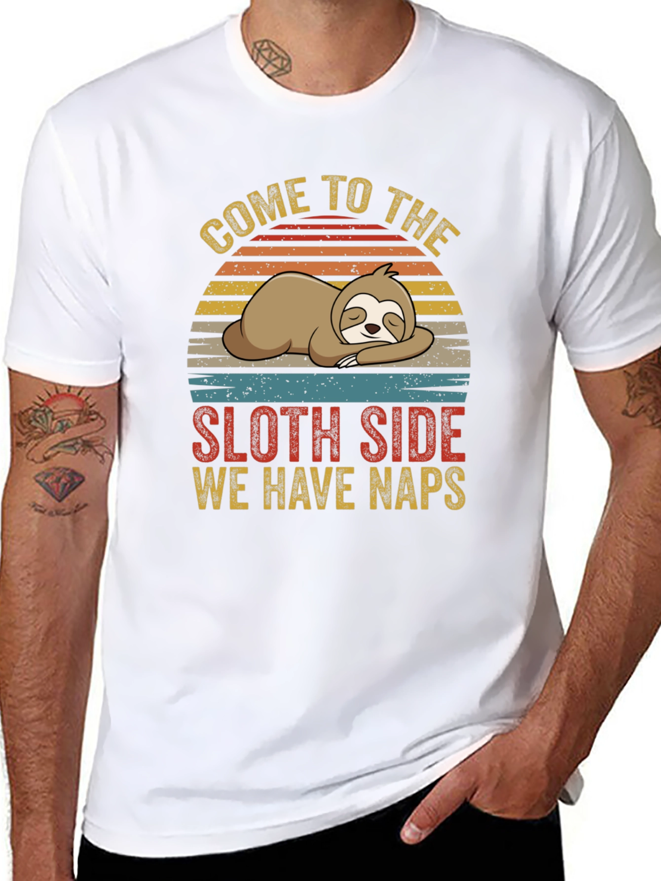 Black Come to the Sloth Side We Have Naps Graphic T-Shirt view 8