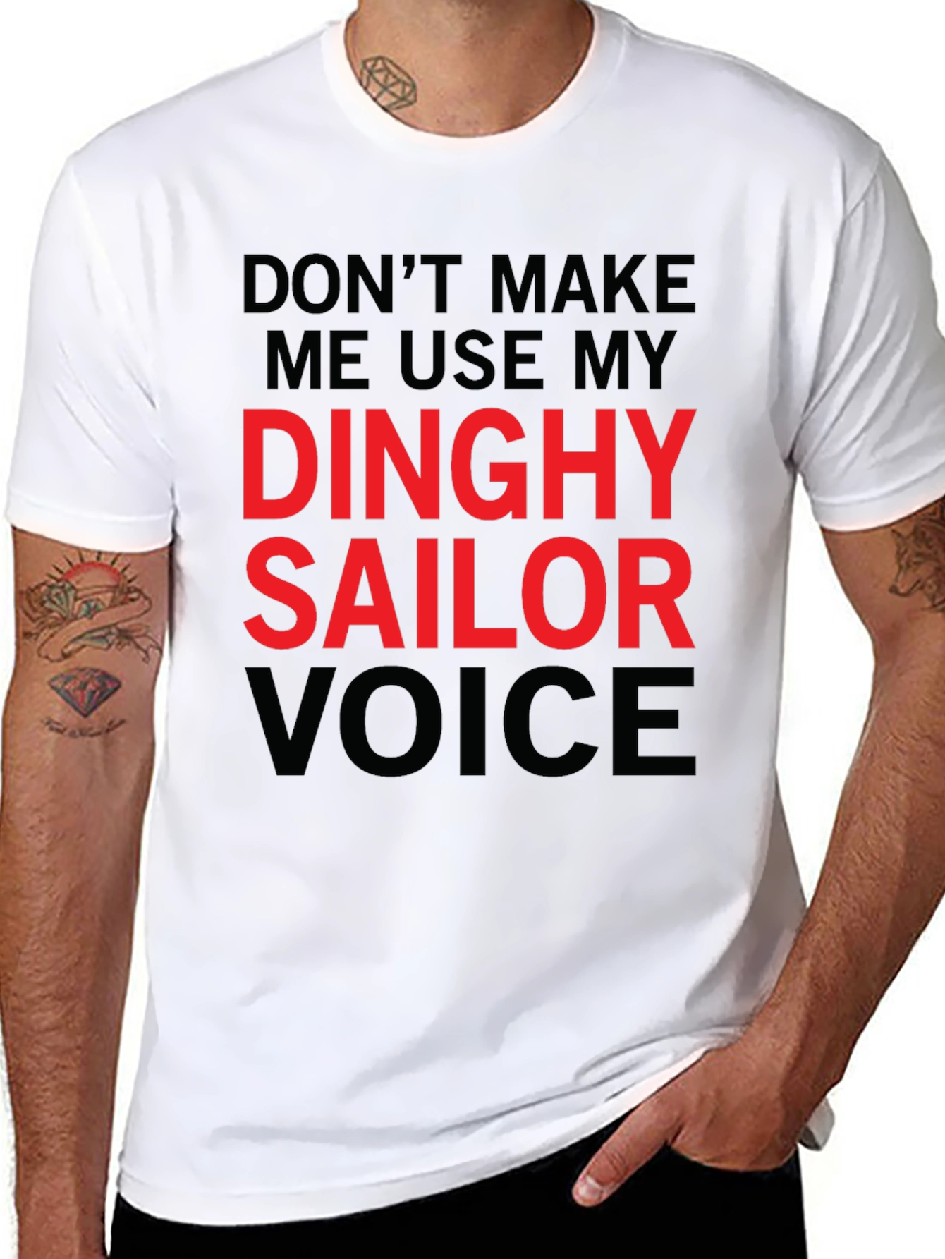 Black Dinghy Sailor Voice T-Shirt - Funny Novelty Tee view 8