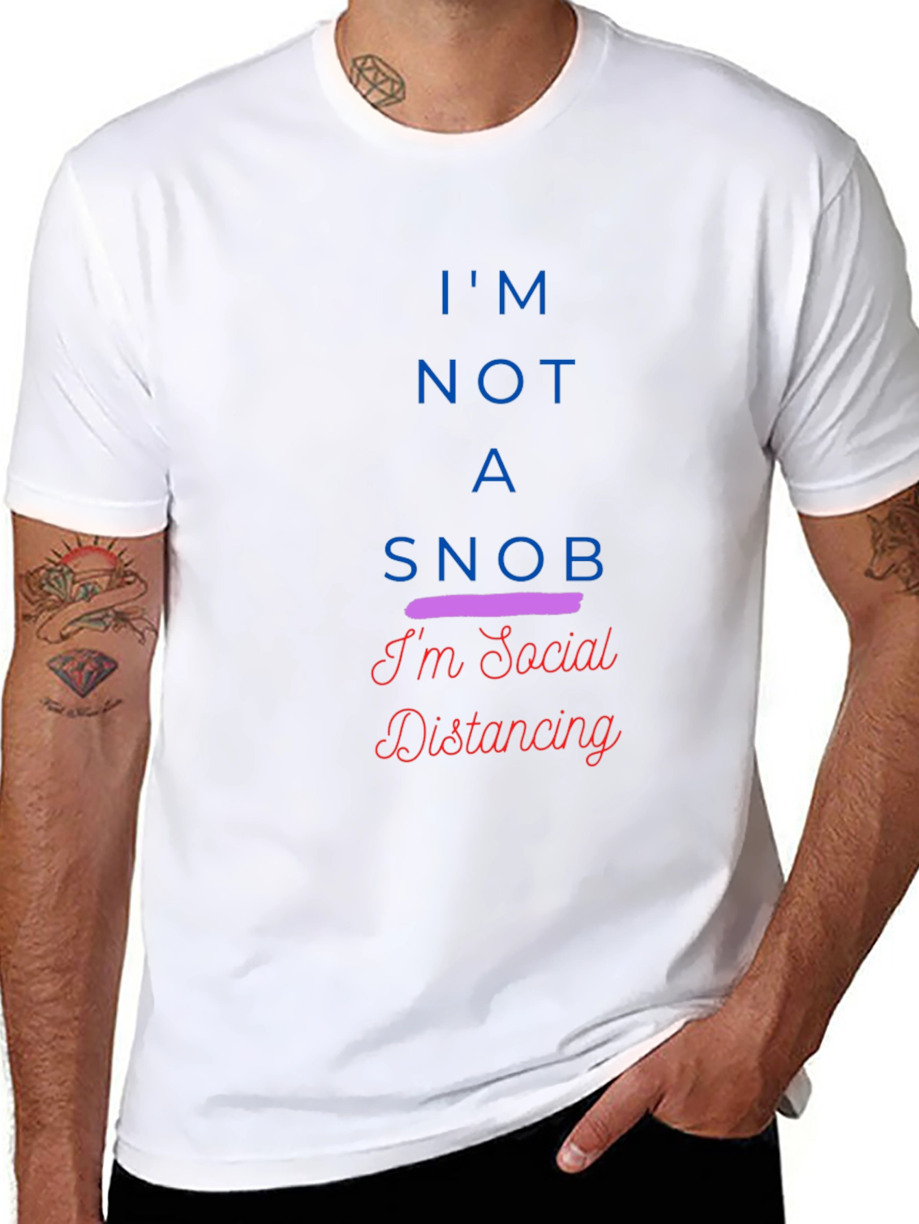 Black Social Distancing Tee - I'm Not A Snob - Black T-Shirt view 8