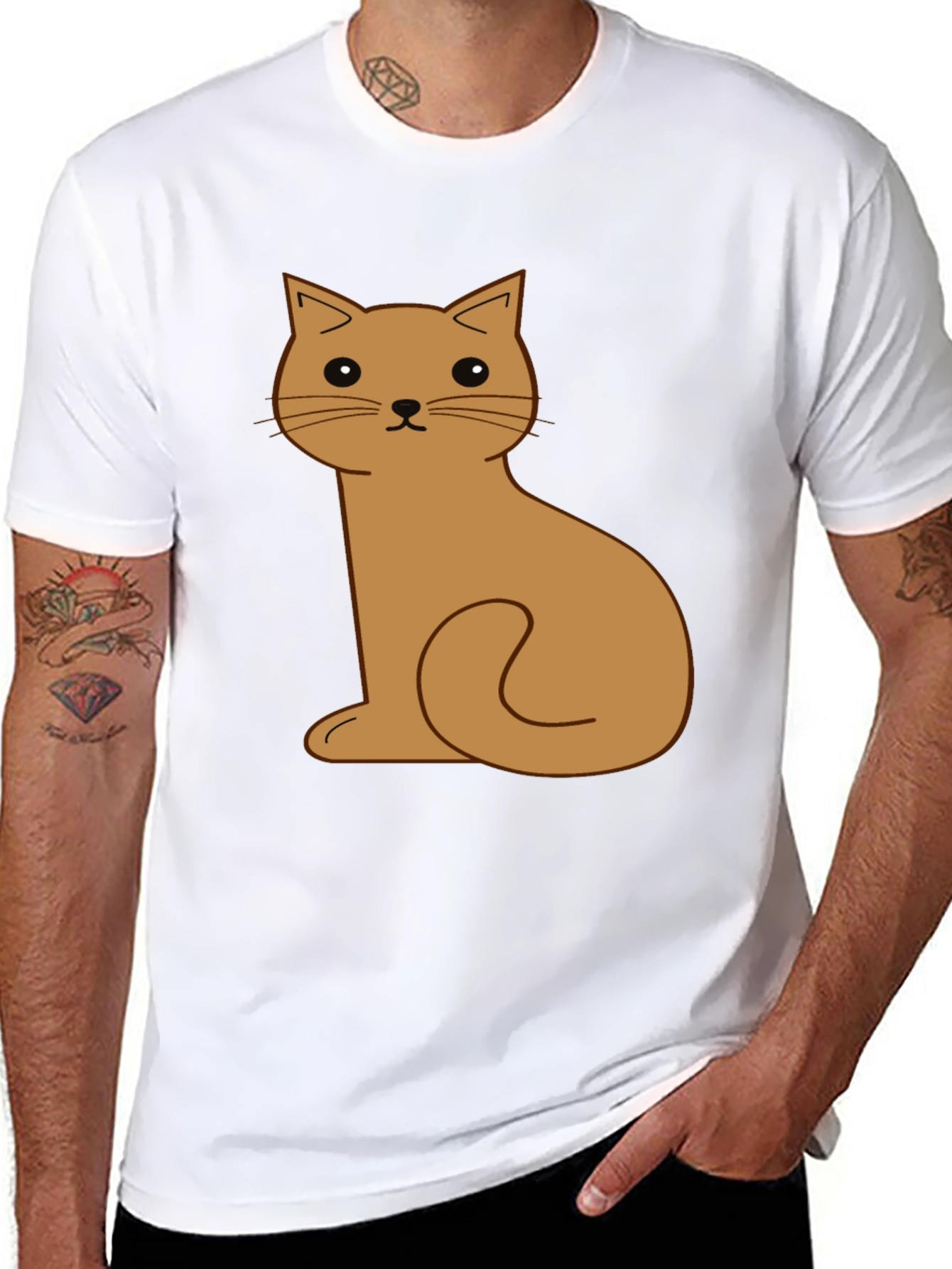Black Cute Cartoon Cat Graphic T-Shirt view 8