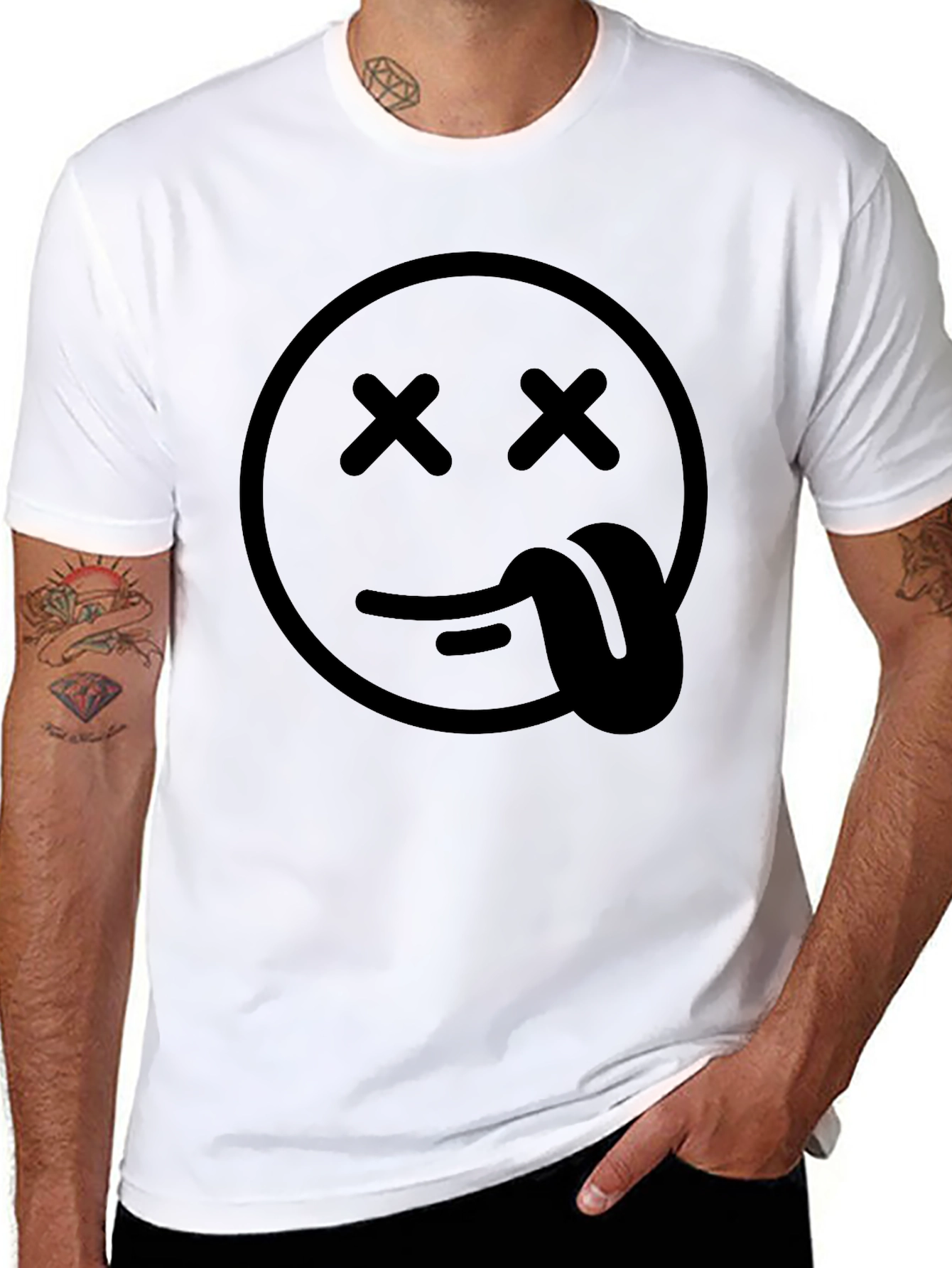 Black Dead Emoji Graphic T-Shirt - Unisex Casual Tee view 8