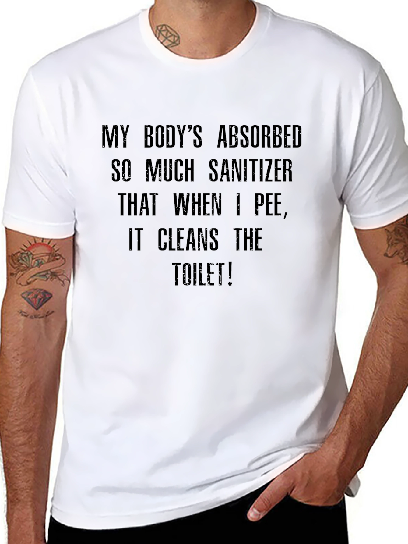 Black Funny Sanitizer T-Shirt - Cleans The Toilet Tee view 8