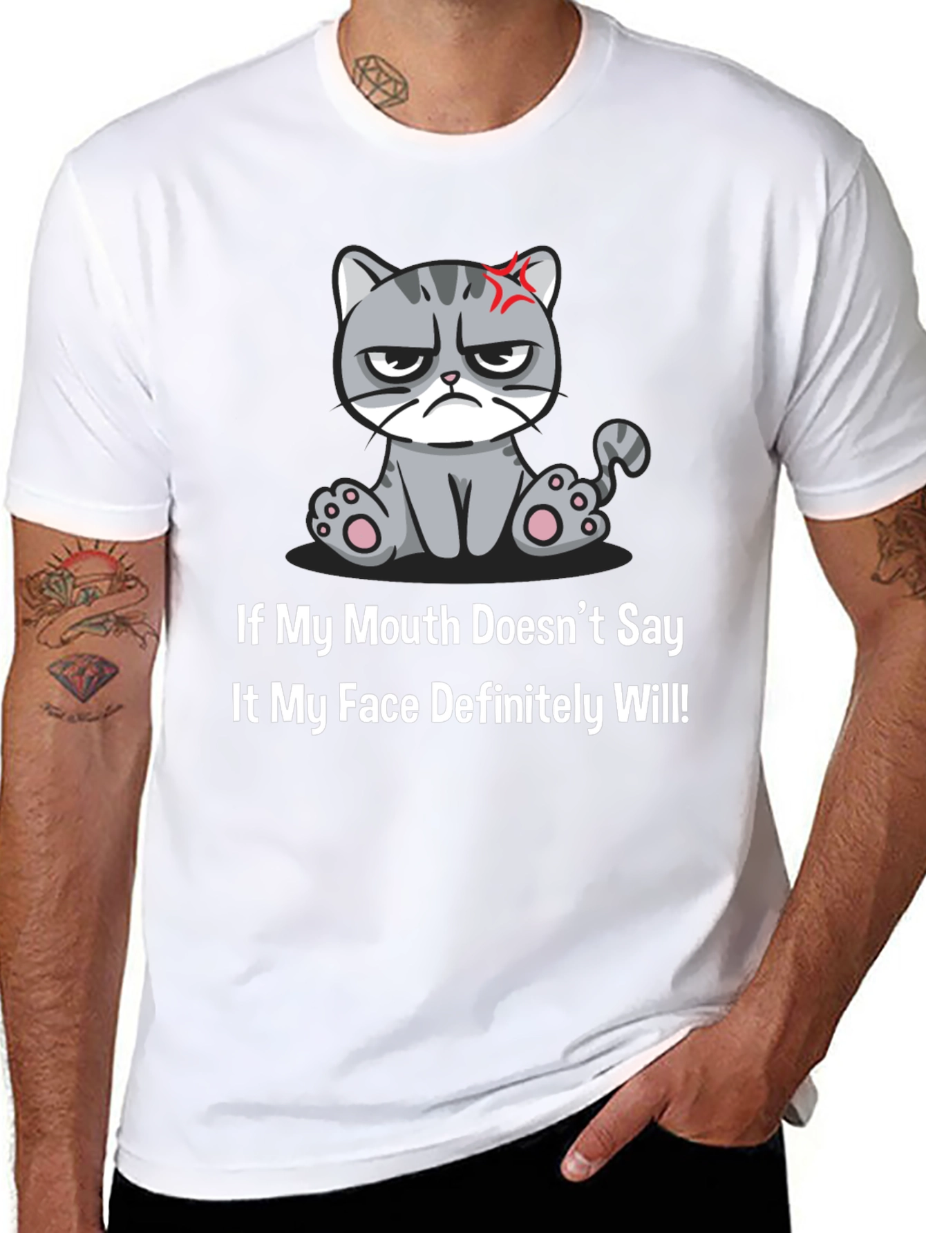 Black Grumpy Cat T-Shirt - Funny Graphic Tee view 8
