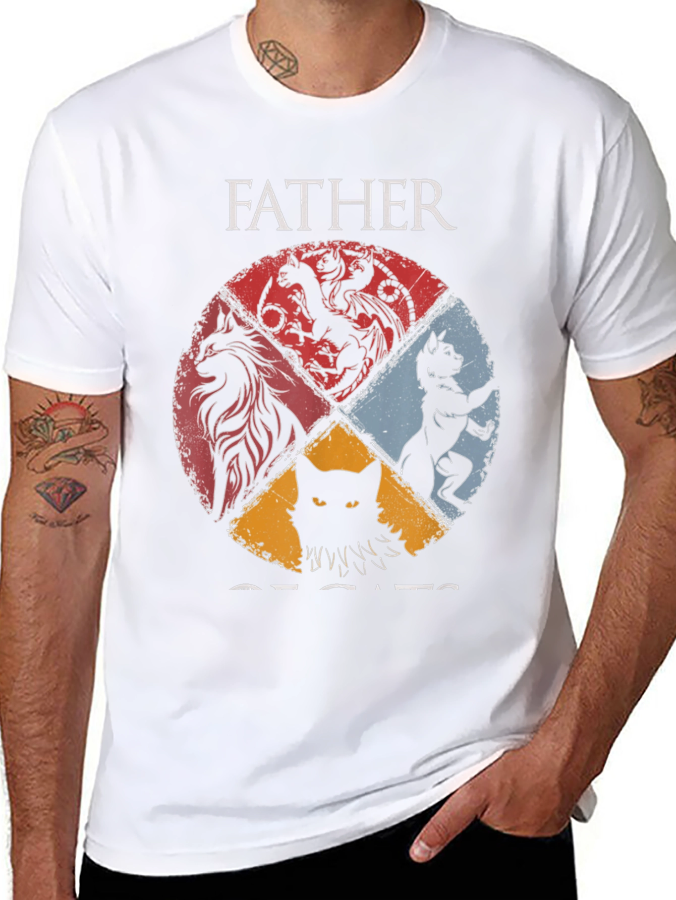 Black Father of Cats Graphic Tee view 8