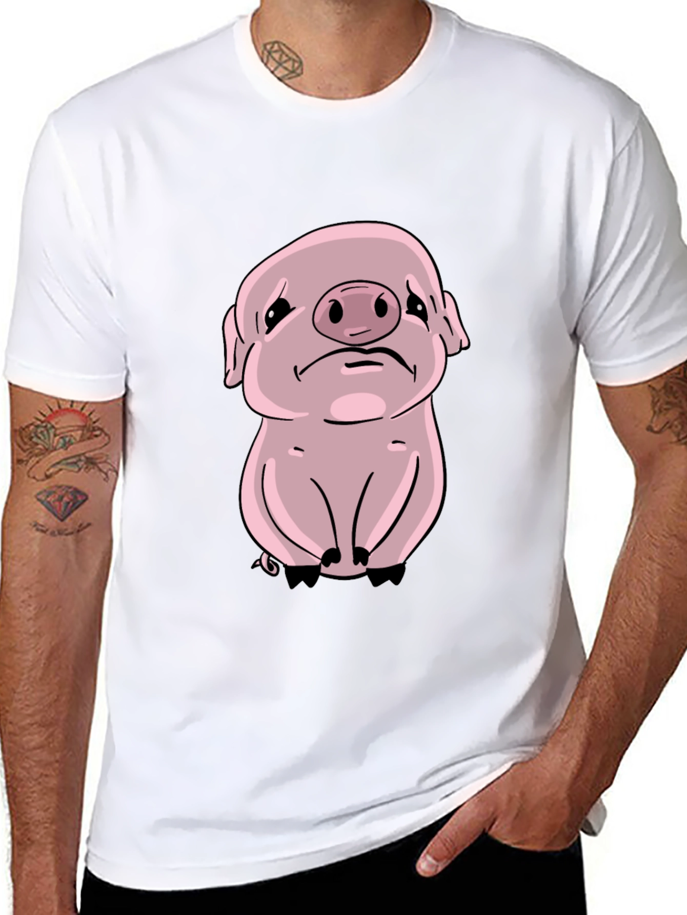 Black Sad Pig Graphic Tee - Black Cotton Comfort view 8