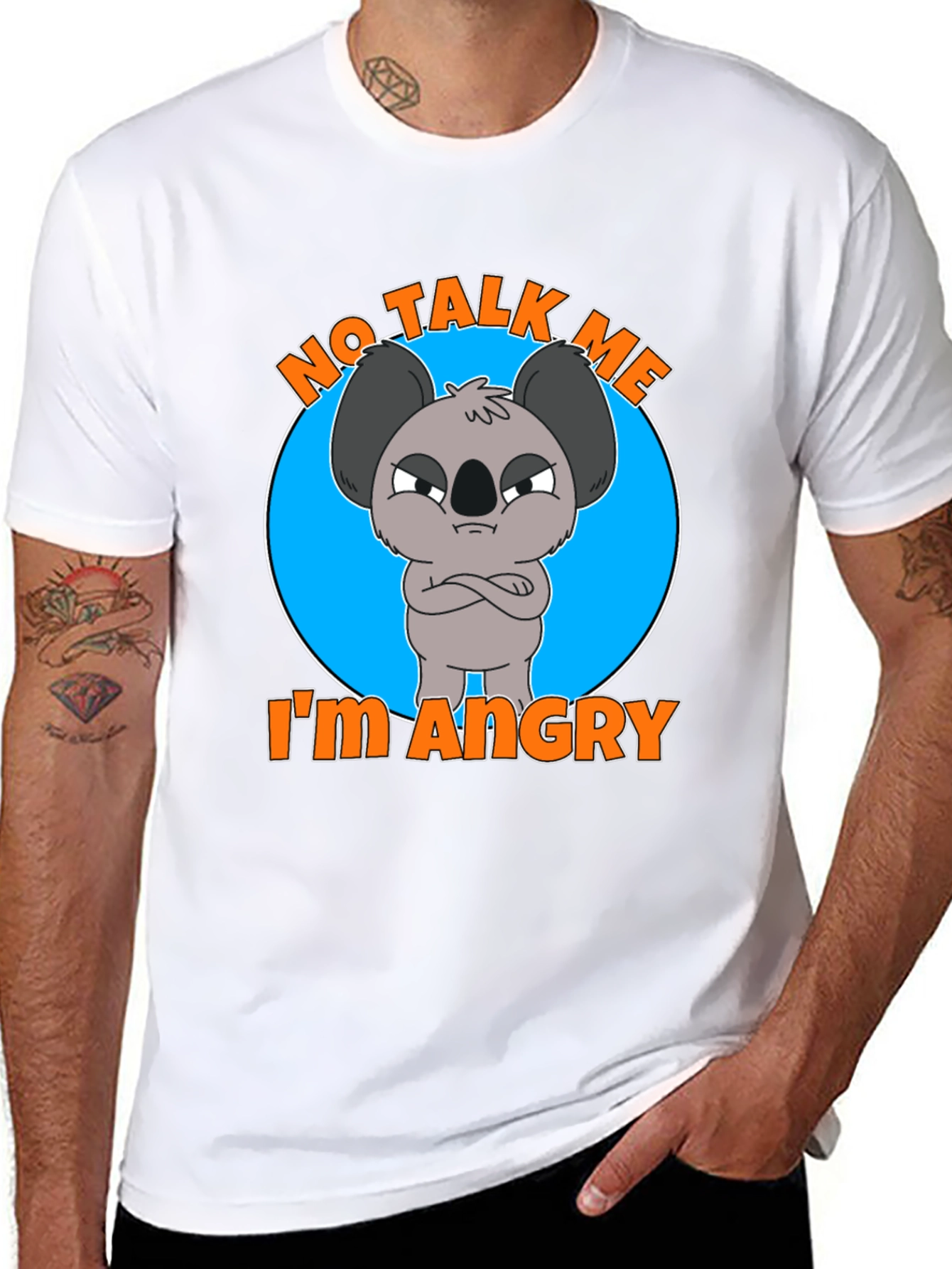 Black No Talk Me I'm Angry Koala T-Shirt view 8