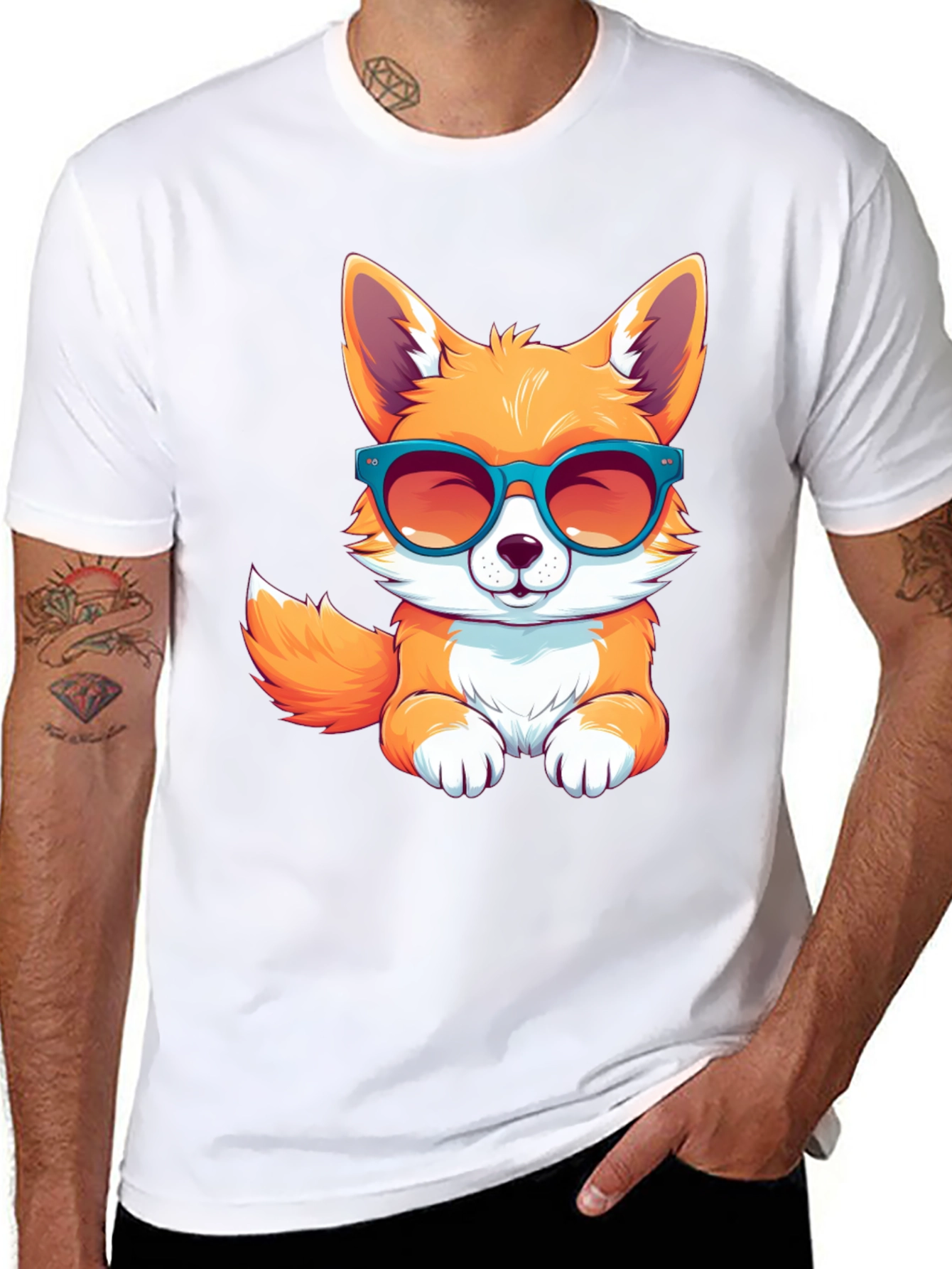 Black Cool Fox T-Shirt view 8
