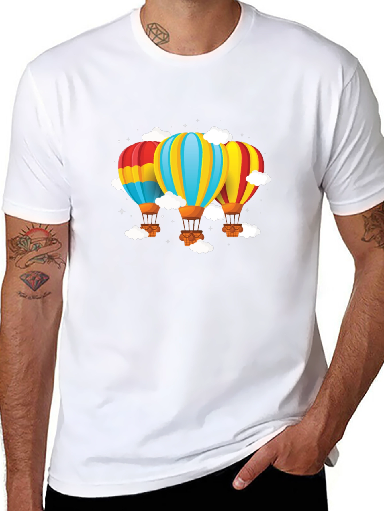 Black Hot Air Balloon Graphic Tee - Black Cotton Blend view 8