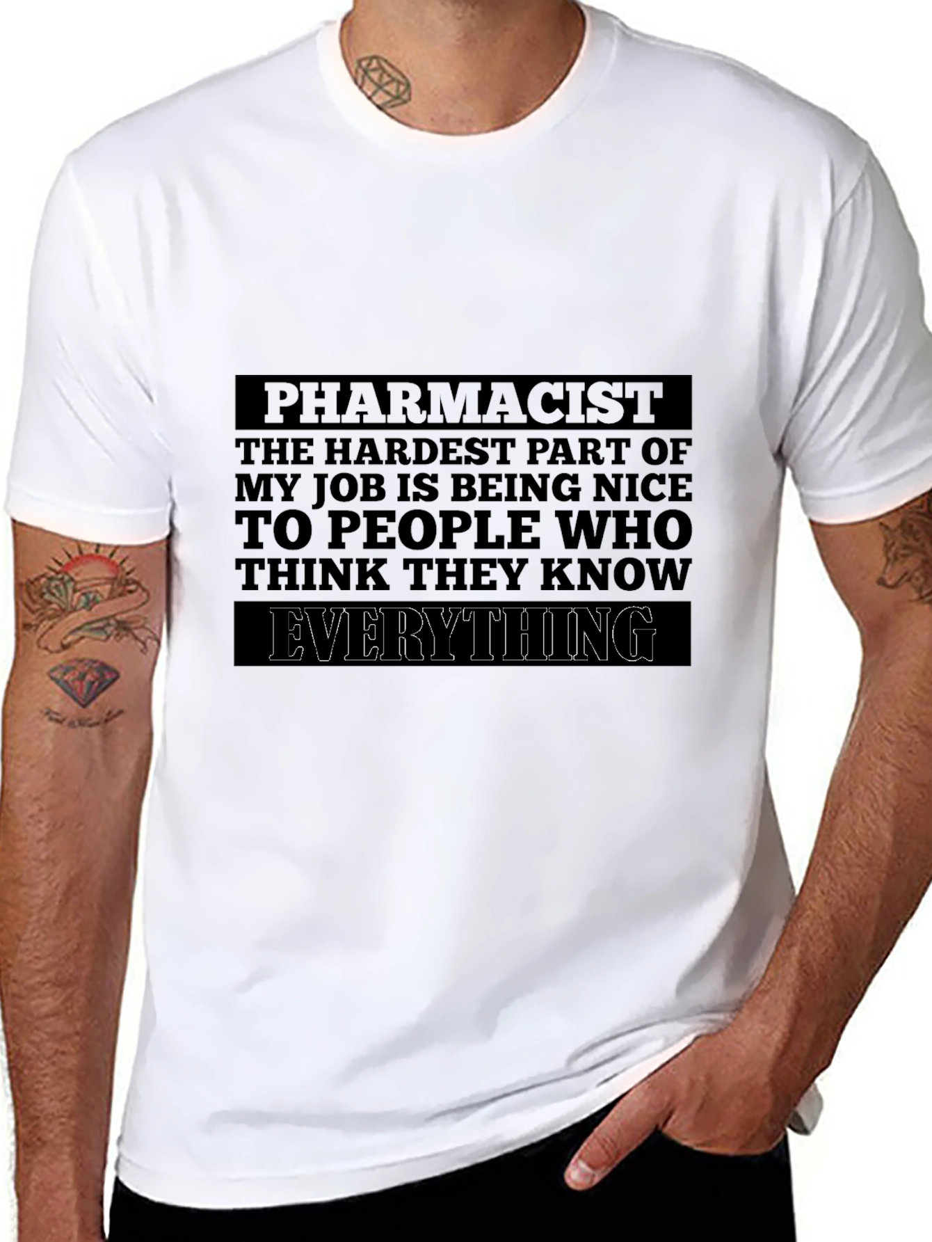 Black Funny Pharmacist T-Shirt - Hardest Job Being Nice view 8