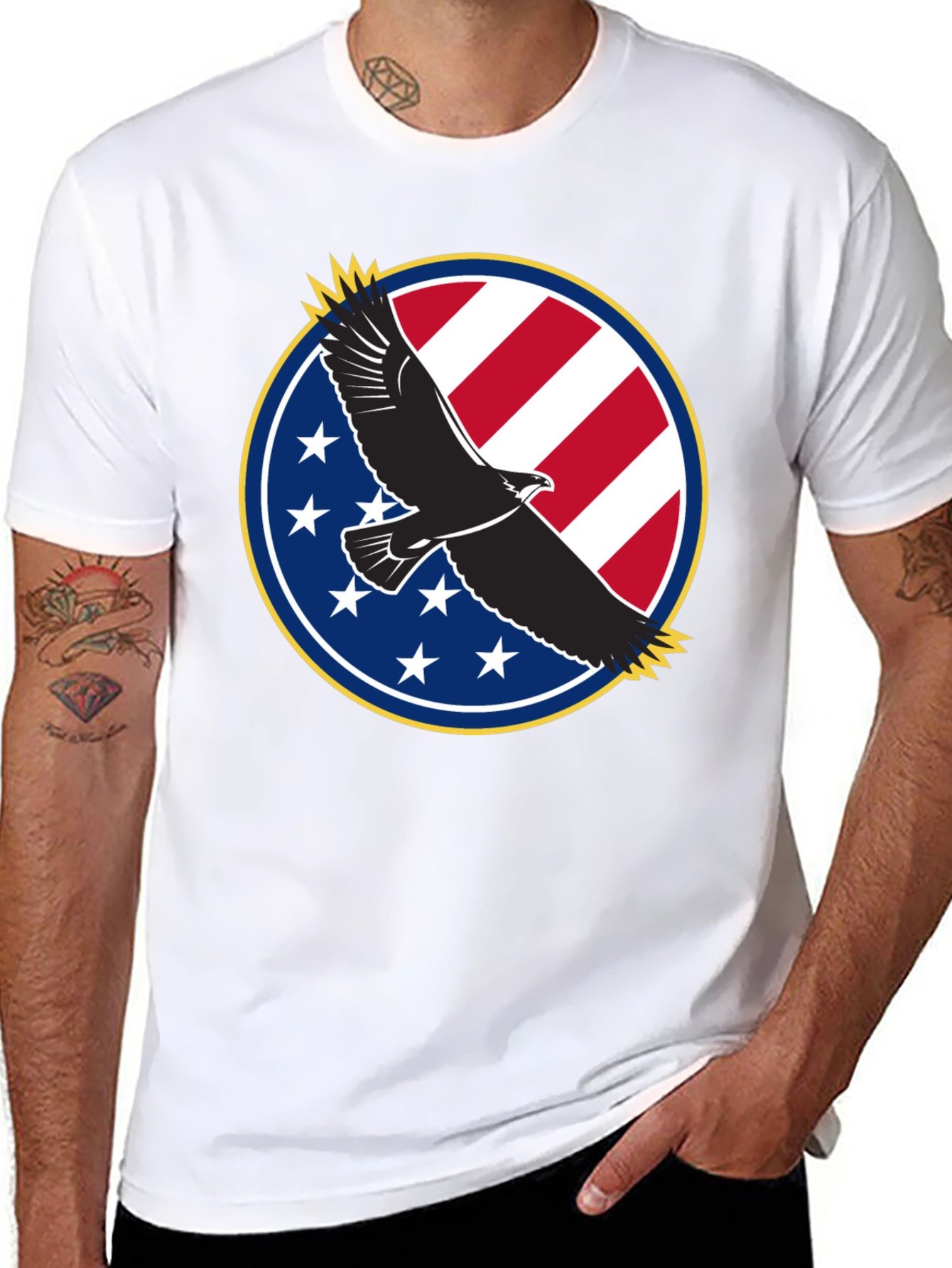 Black Patriotic Eagle T-Shirt - USA Flag Design view 8