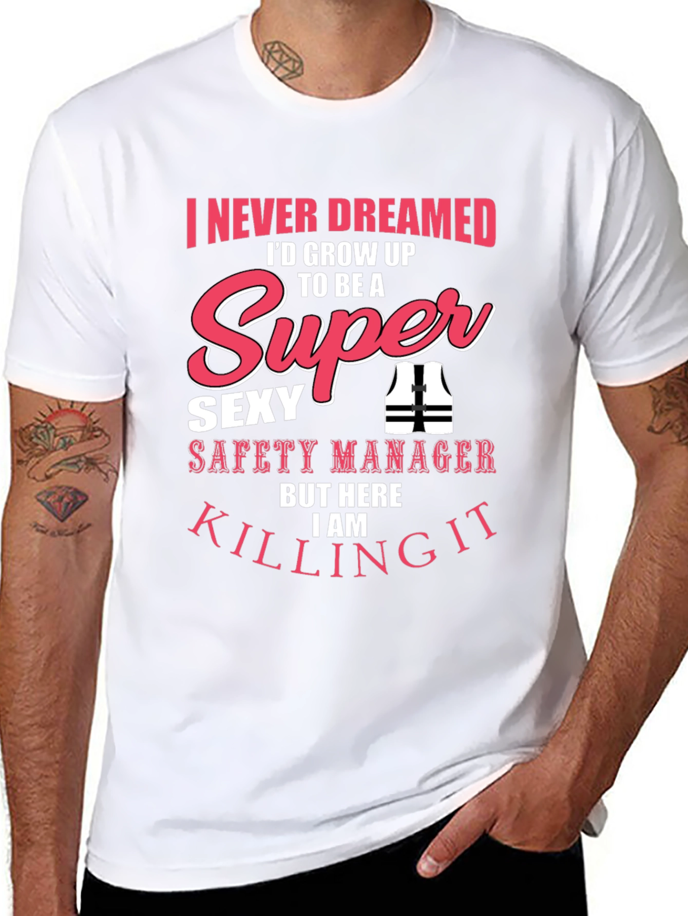 Black Super Sexy Safety Manager Graphic T-Shirt view 8