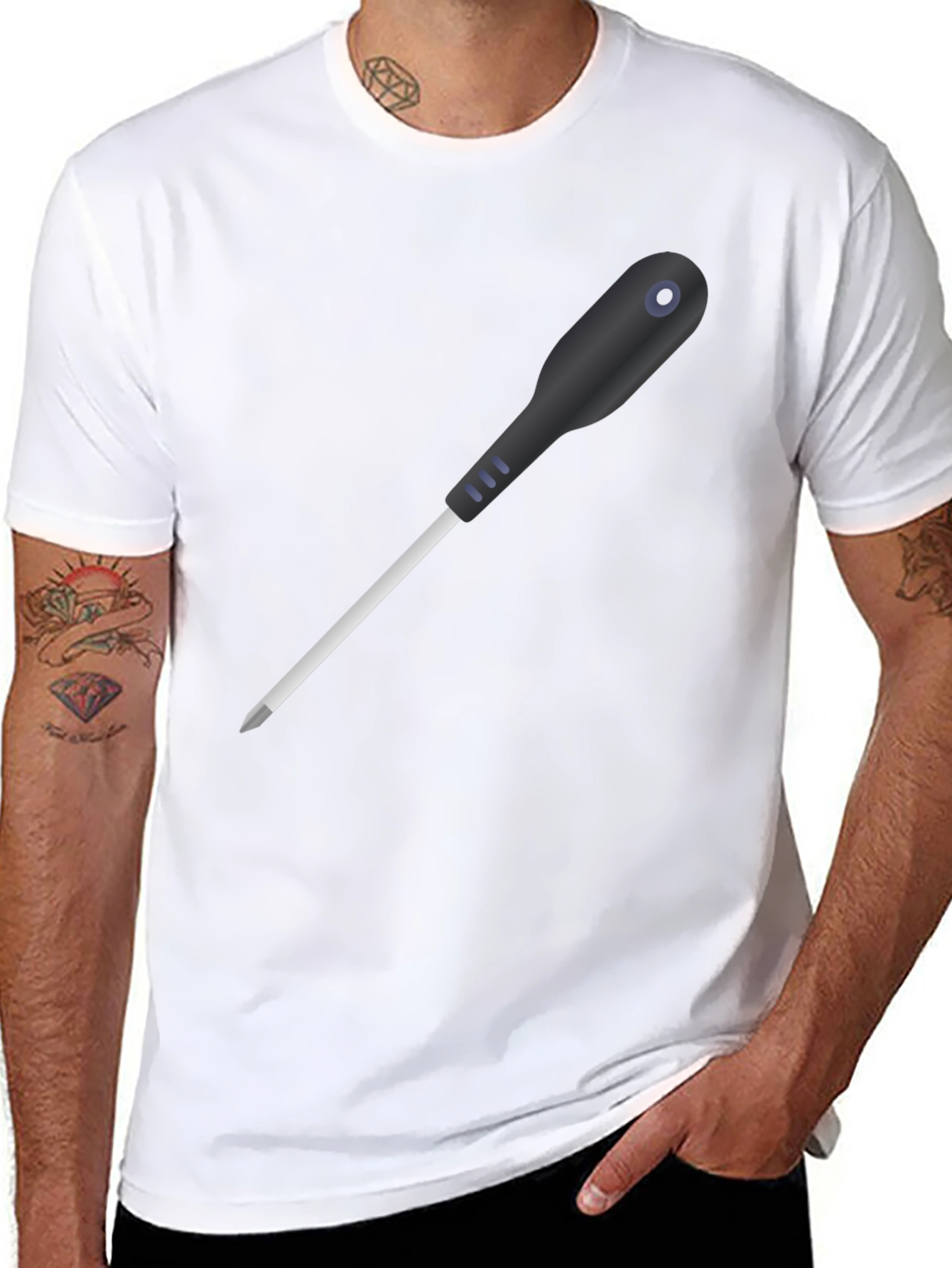 Black Screwdriver Graphic Tee - Black Crew Neck Short Sleeve Shirt view 8