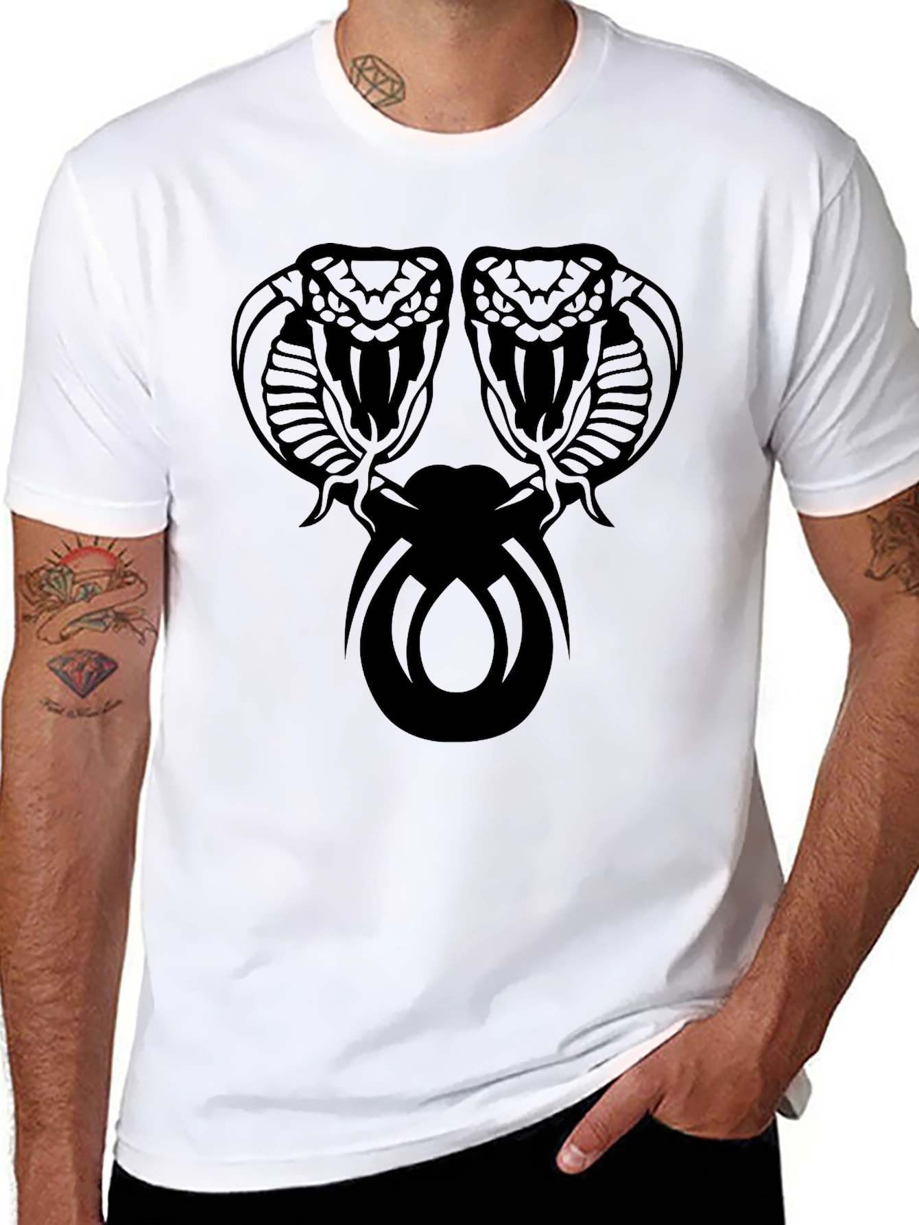 Black Men's Black Cobra Graphic T-Shirt view 8