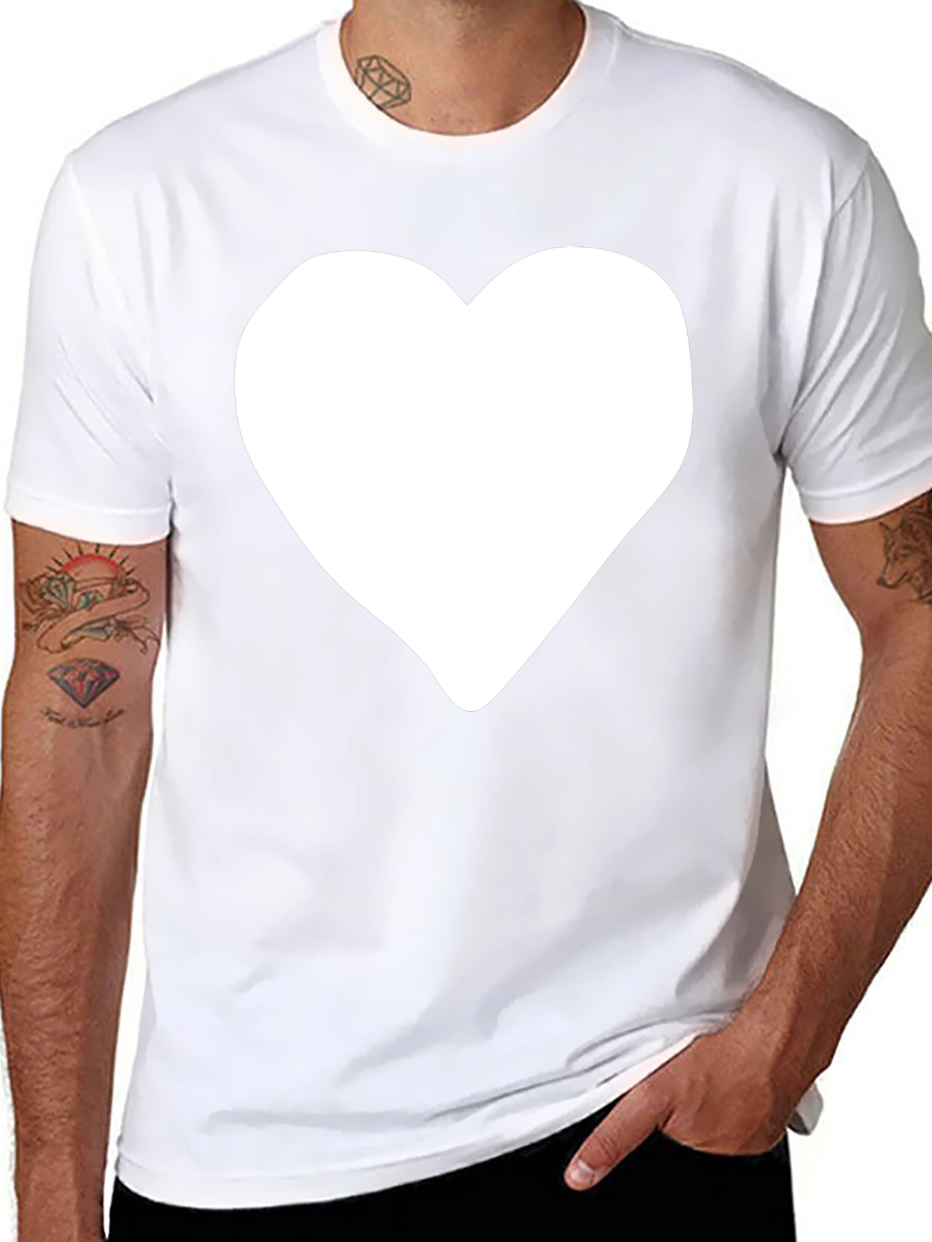 Black Black Tee with White Heart Graphic view 8