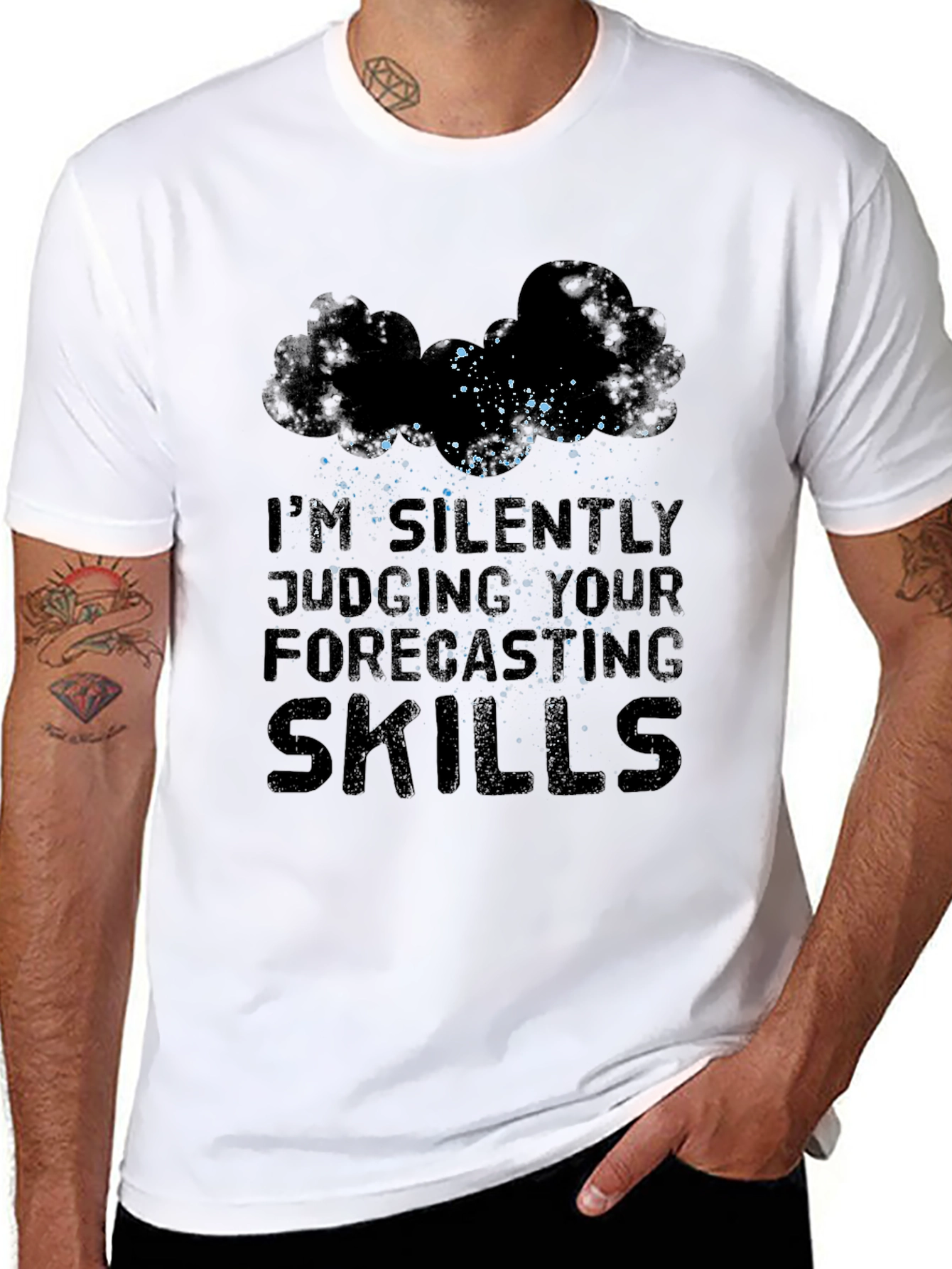 Black Funny Weather Forecast T-Shirt - Judging Skills view 8