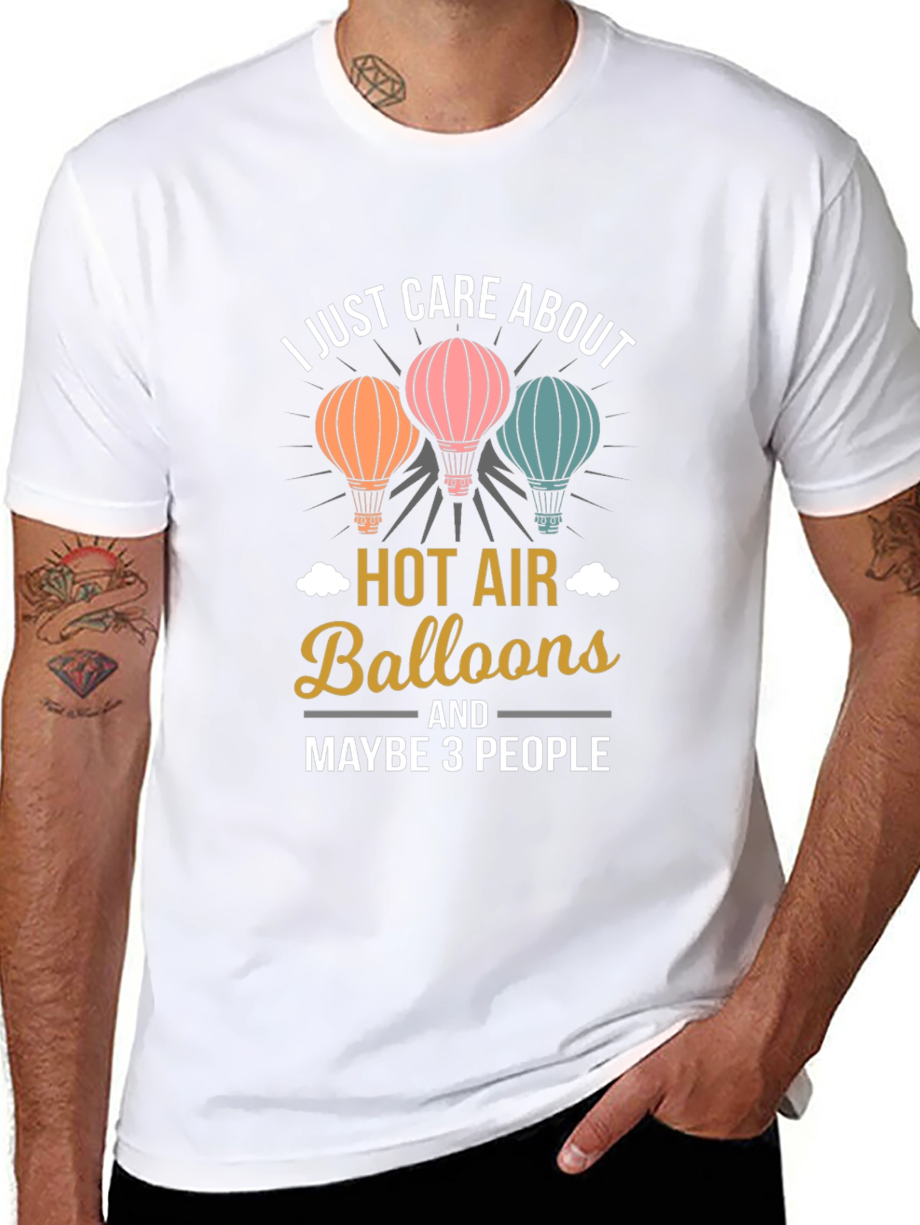 Black I Care About Hot Air Balloons Graphic Tee view 8