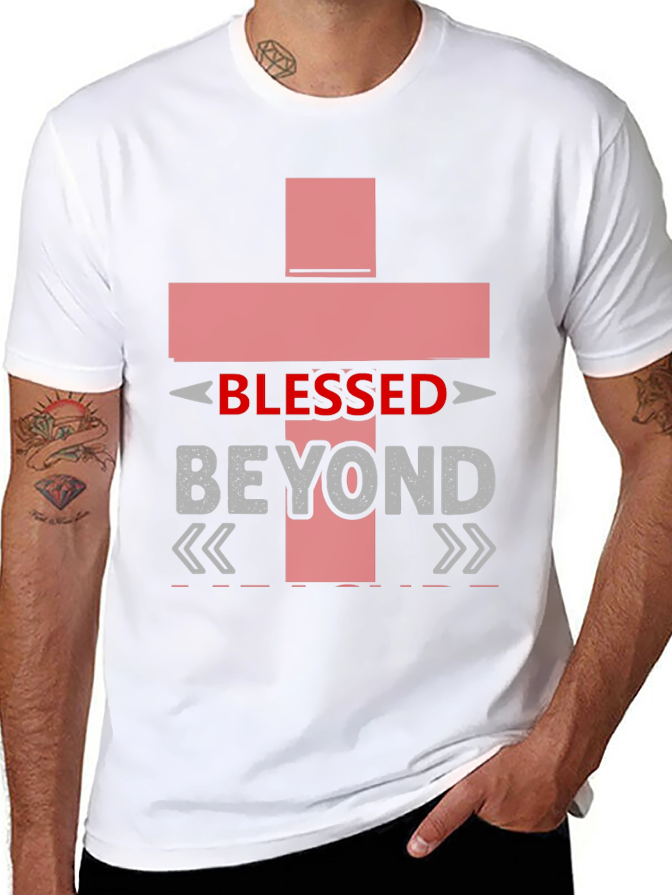 Black Blessed Beyond T-Shirt, Christian Graphic Tee view 8