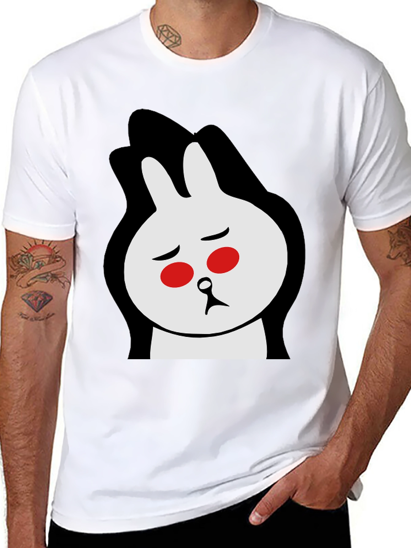 Black Sad Bunny Graphic Tee - Black Cotton Blend view 8