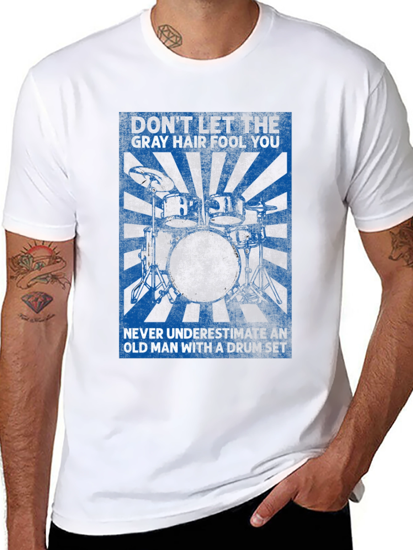 Drummer T-Shirt: Don't Let the Gray Hair Fool You - 8