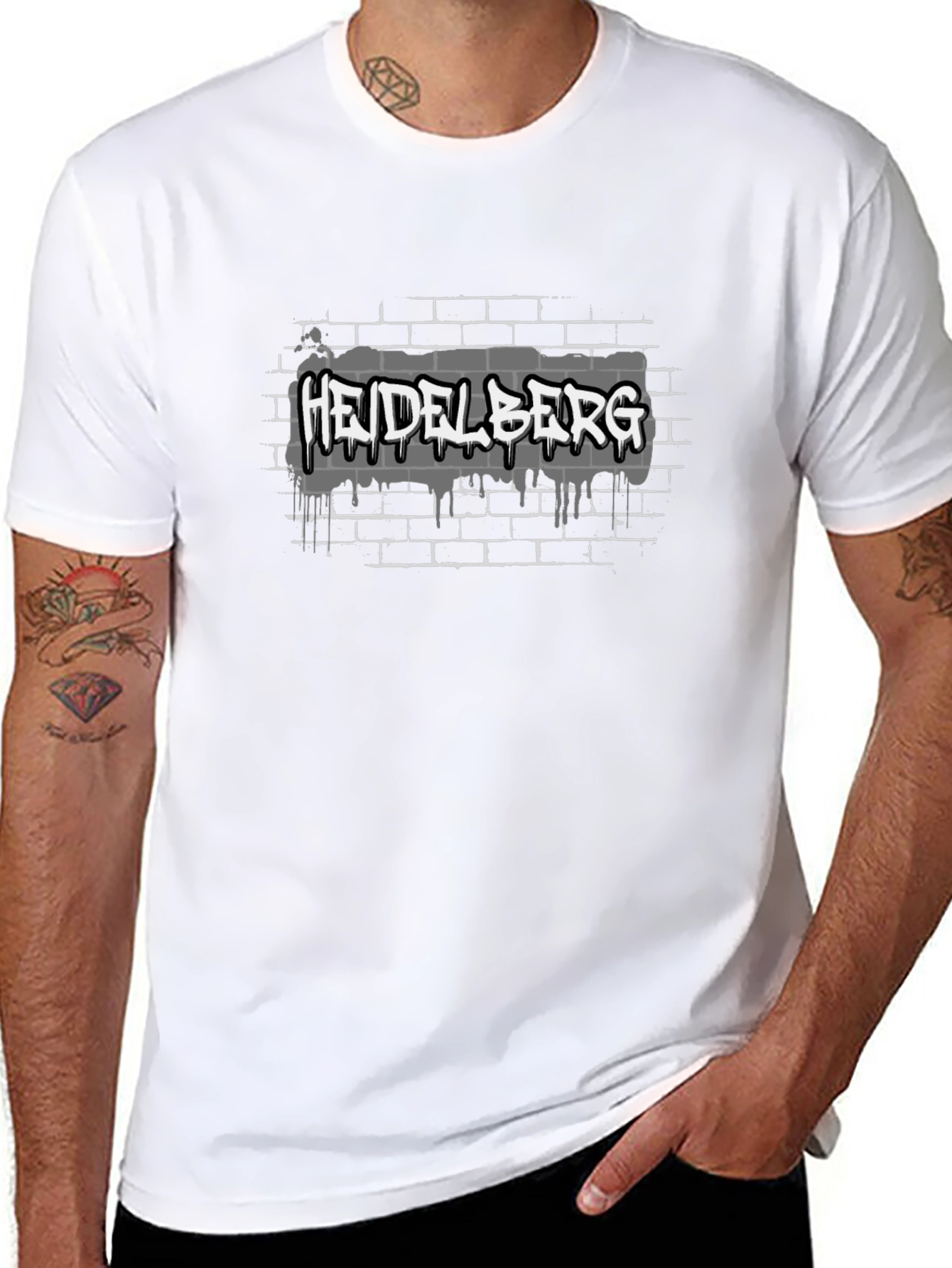 Black Heidelberg Graffiti Style Black T-Shirt view 8